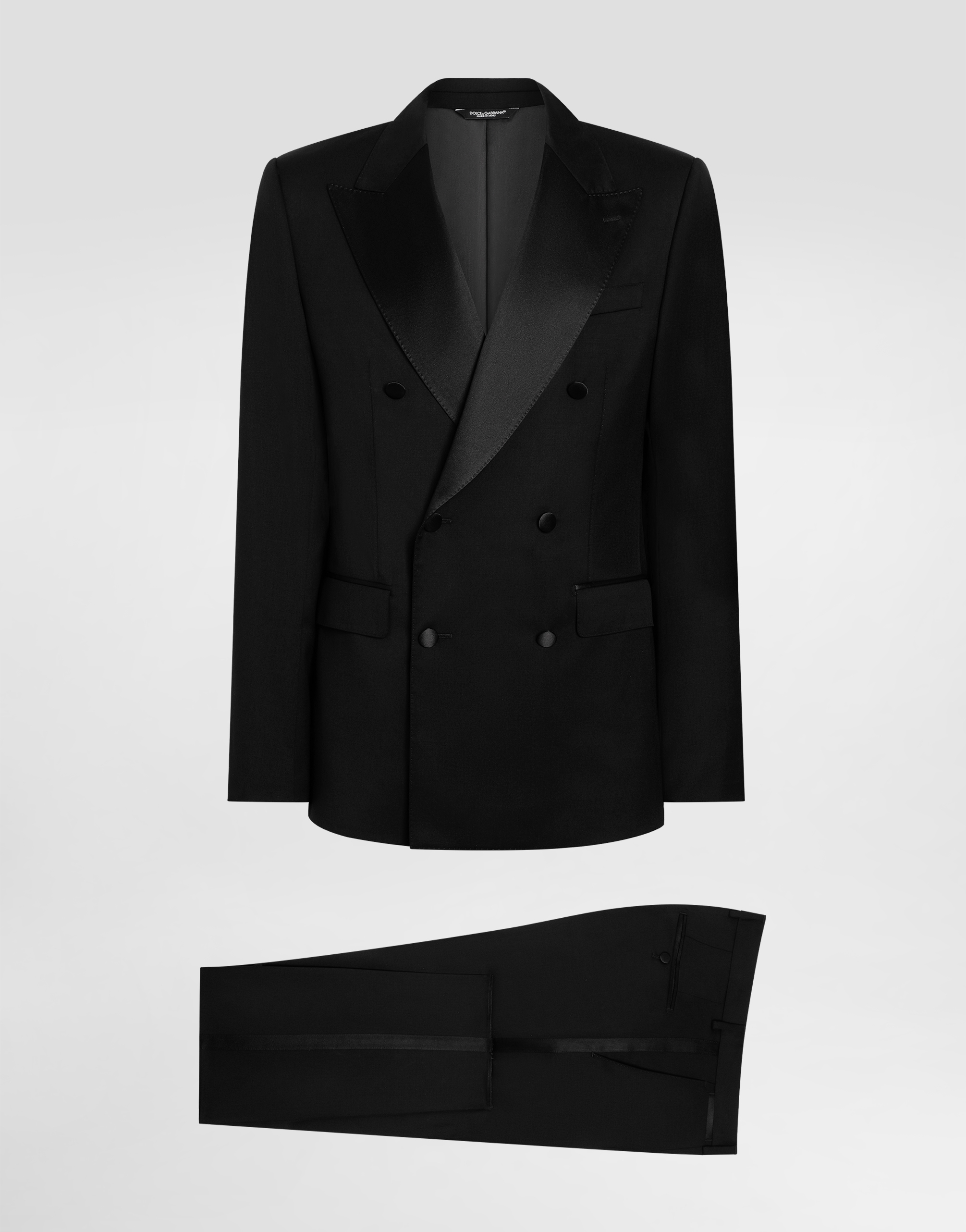DOLCE&GABBANA高級黒タグスーツ 2Ｂ ストライプ　３ピース 3-piece double-breasted wool gabardine suit