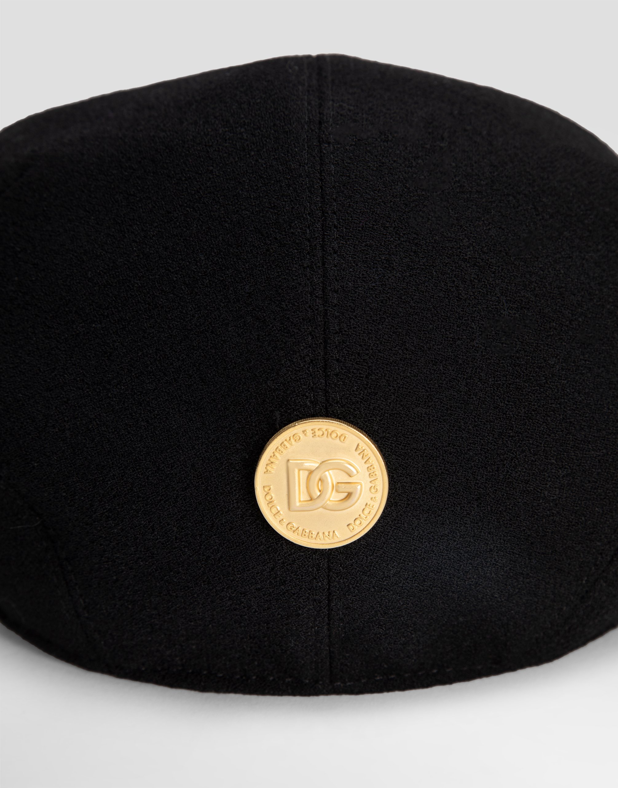 Dolce & Gabbana Wool Crepe Cap With Dg Coin In Black