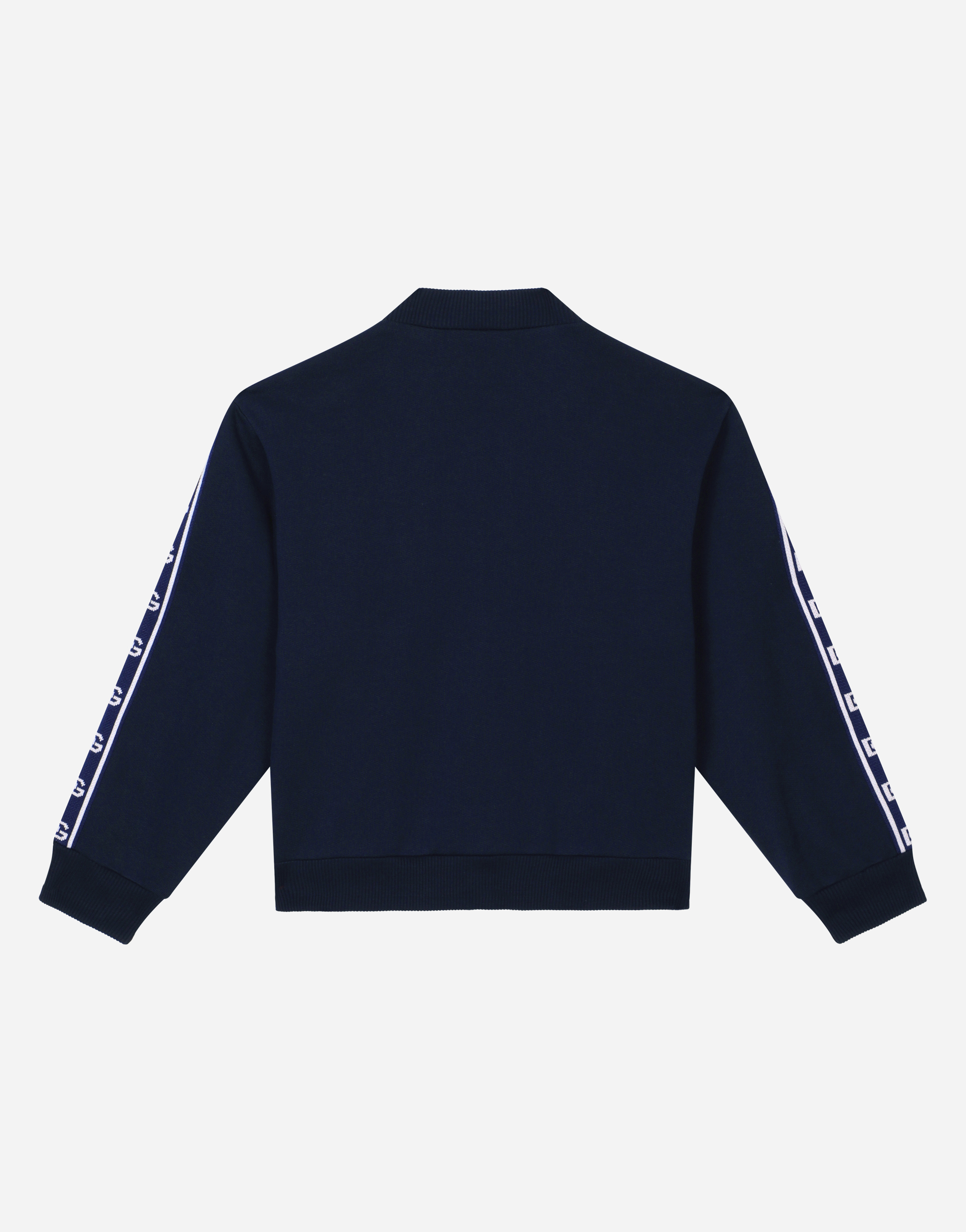 Shop Dolce & Gabbana Zip-up Jersey Sweatshirt With Logo Side Bands In Blue