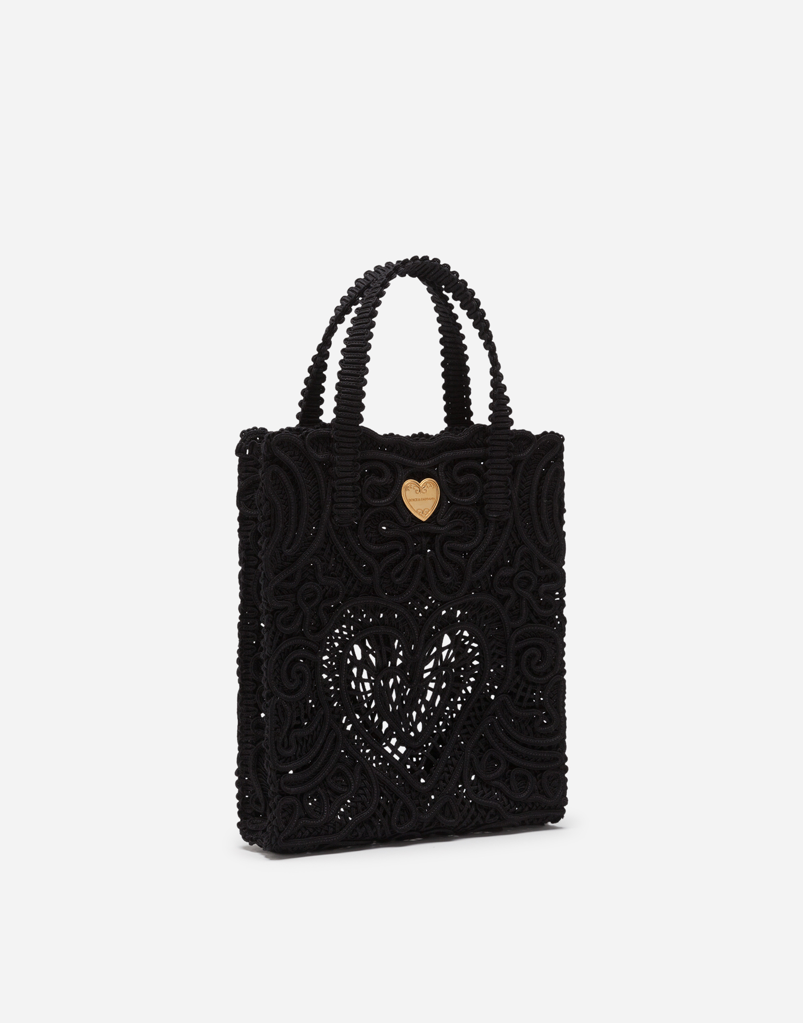 Shop Dolce & Gabbana Small Cordonetto Lace Beatrice Bag In Black