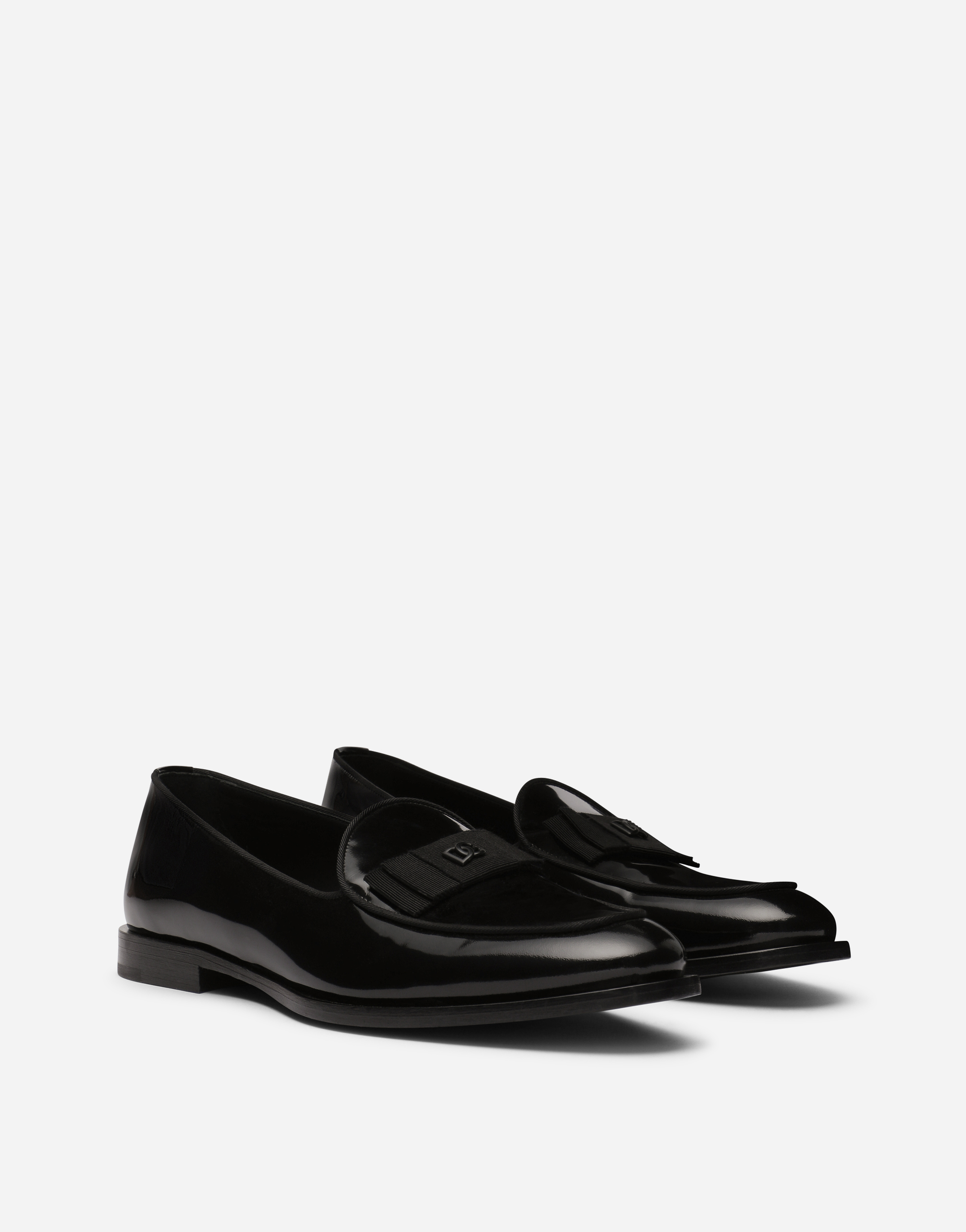 Dolce & Gabbana Polished Calfskin Slippers In Black