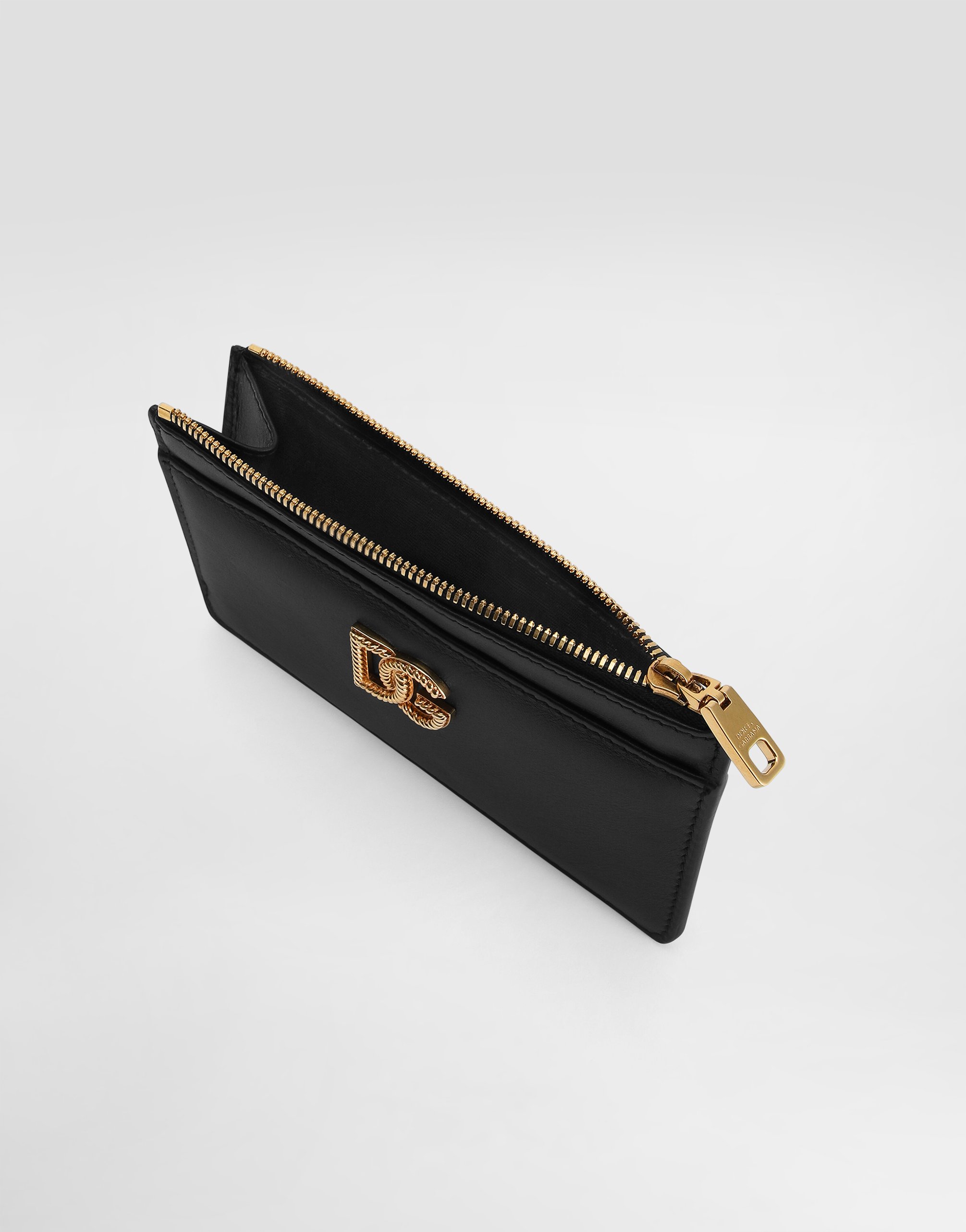 Dolce & Gabbana Calfskin Card Holder With Dg Logo In Black