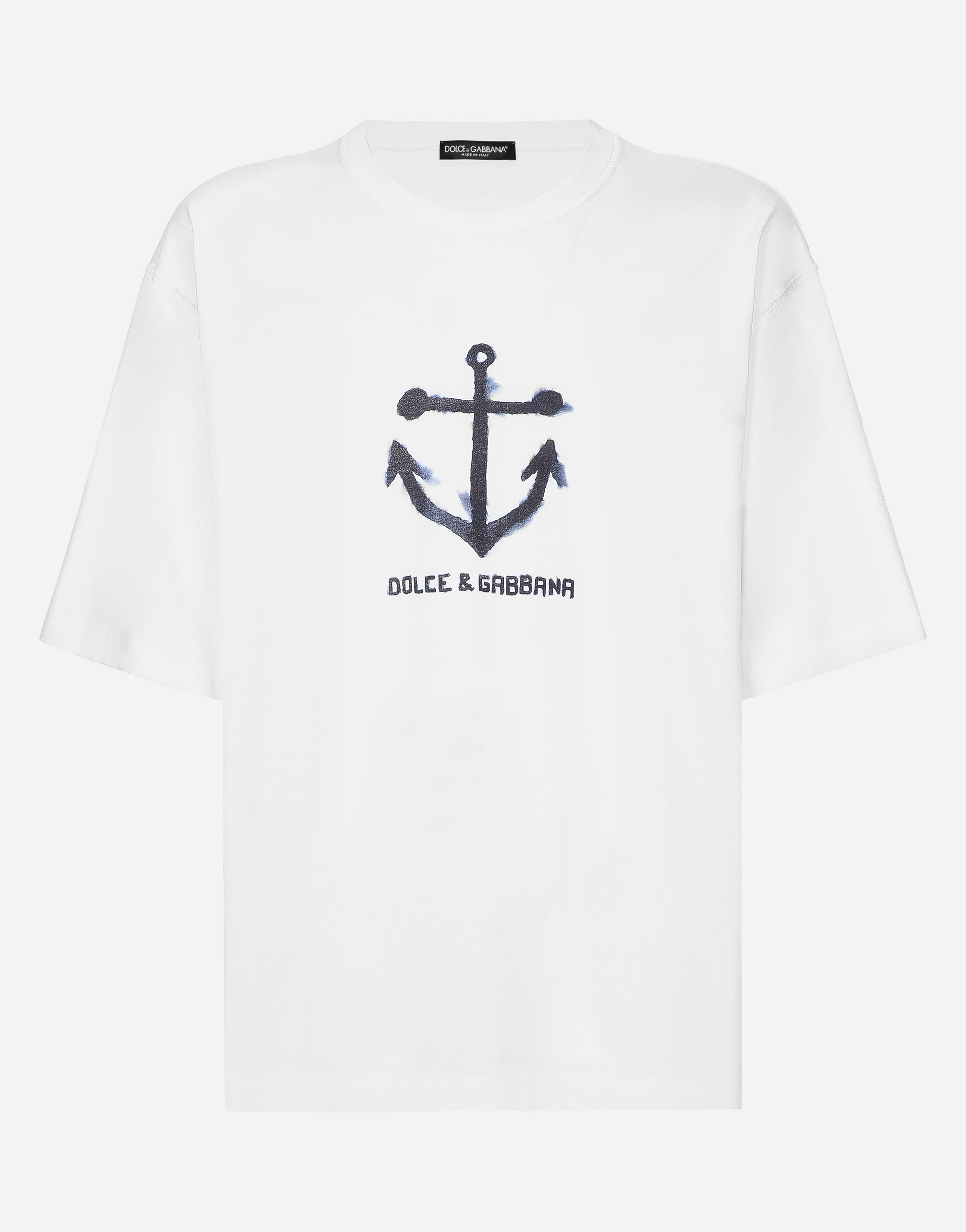 Short sleeved Marina print T shirt in White for Men Dolce Gabbana