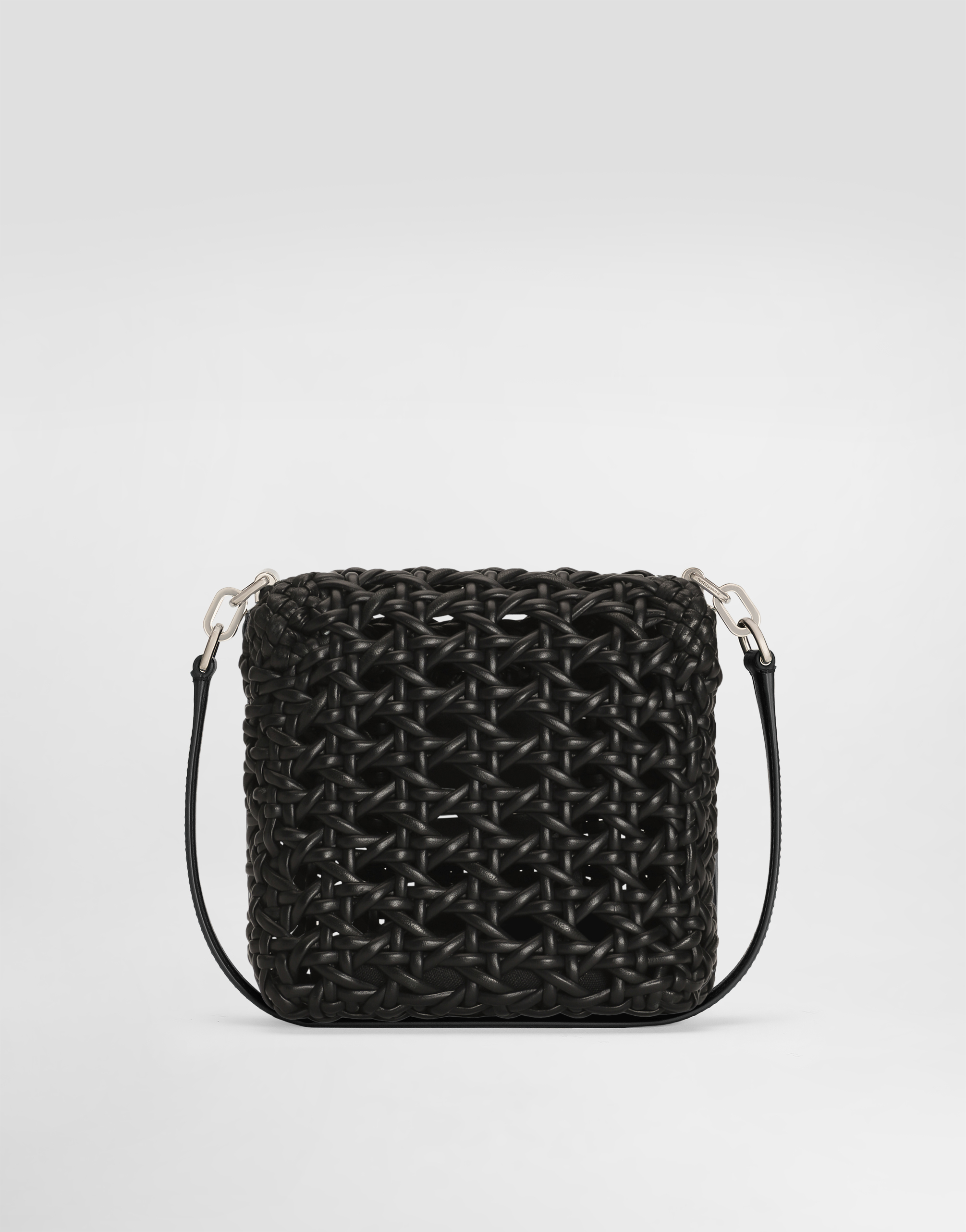 Dolce & Gabbana Woven Straw Handbag In Black