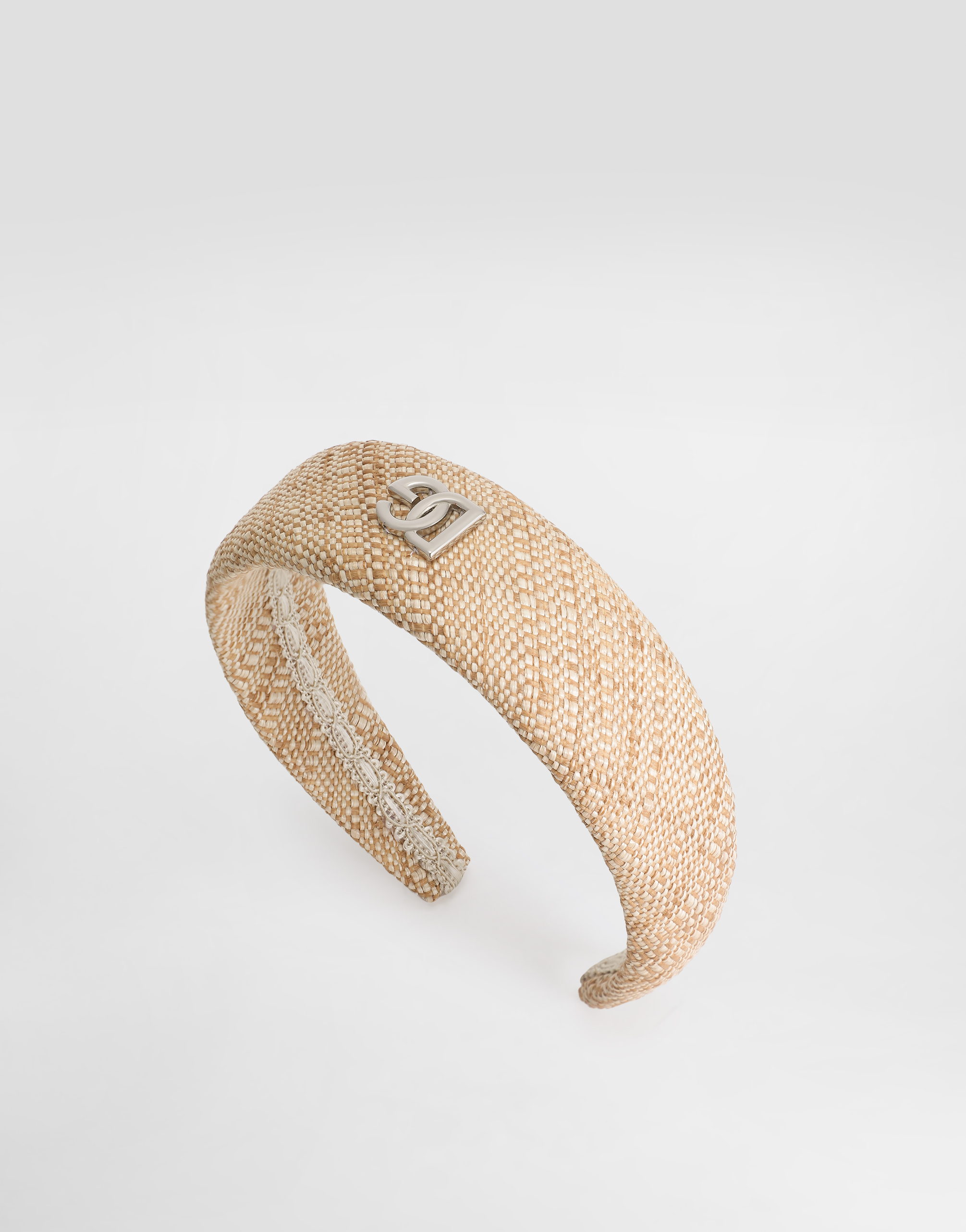 Dolce & Gabbana Raffia Canvas Headband With Dg Logo