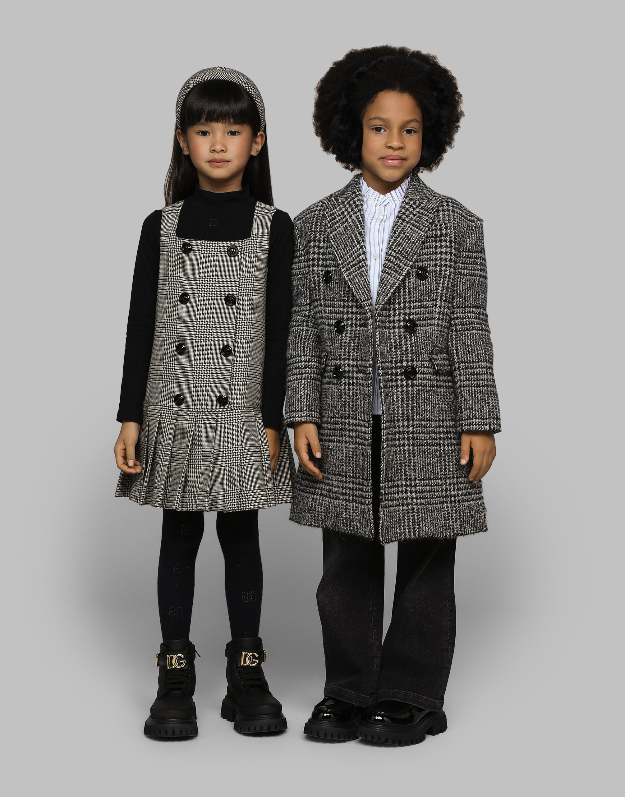 Double-breasted wool-blend herringbone coat