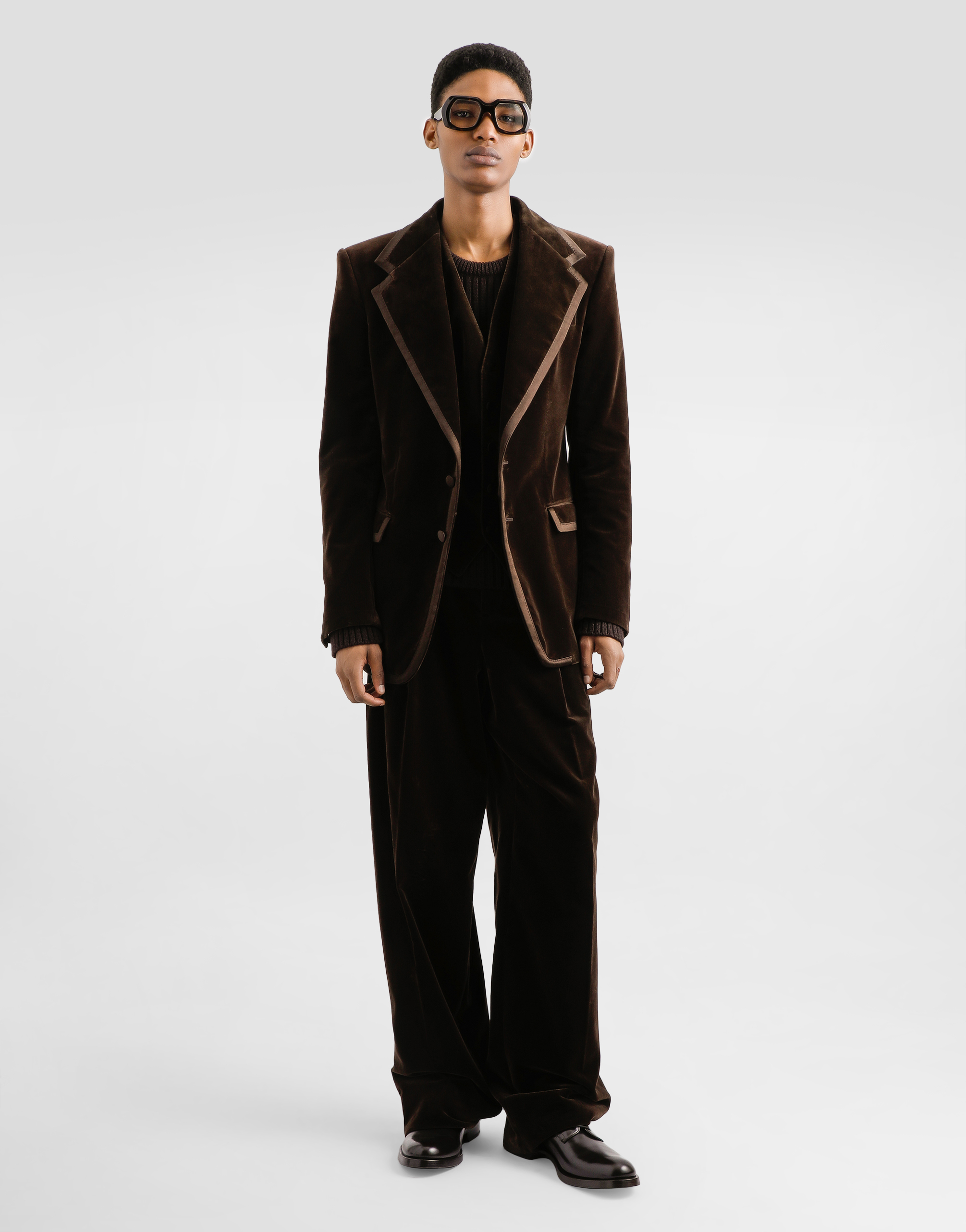 Single-breasted jacket smooth velvet