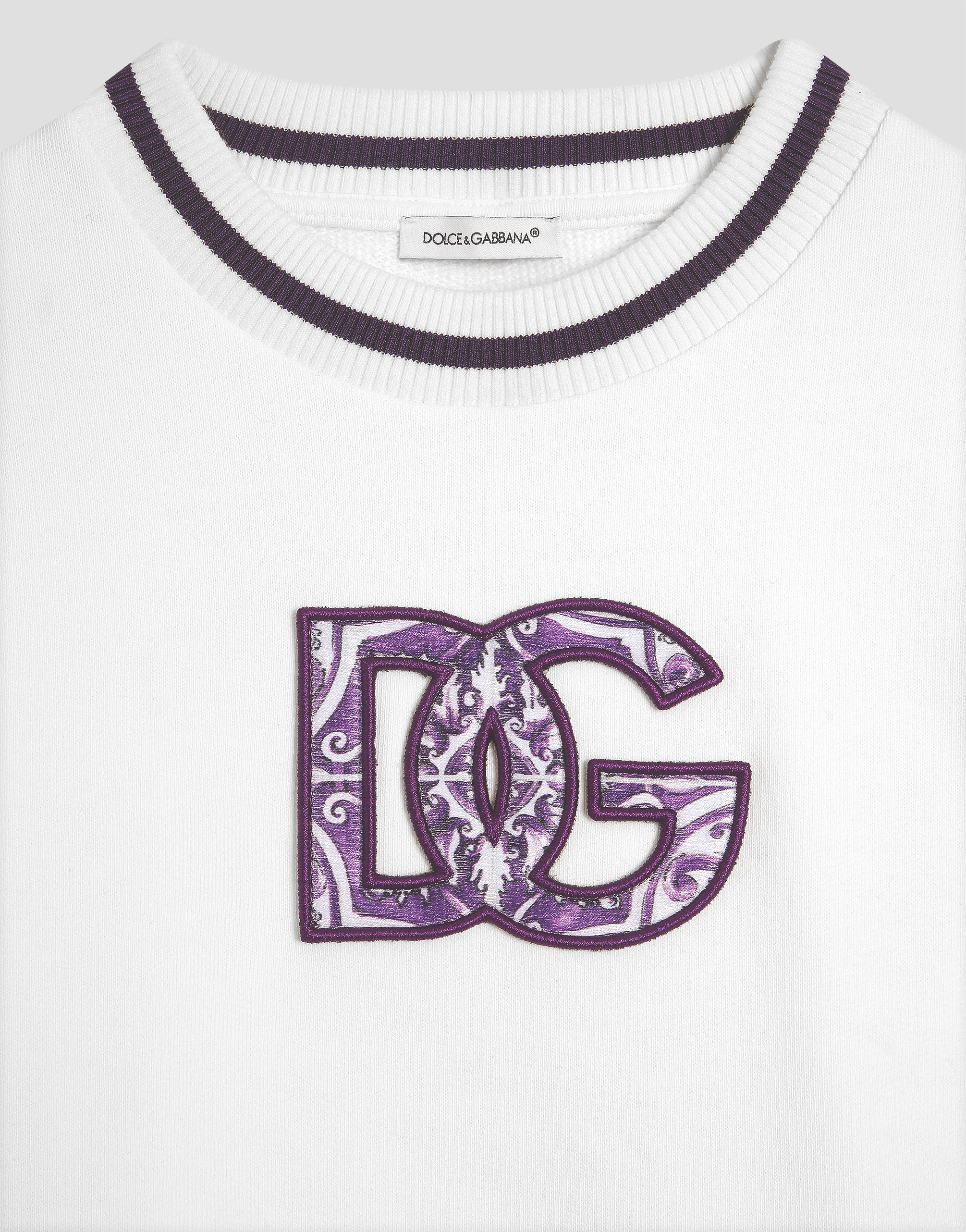 Dolce & Gabbana Majolica-print Crew Neck Sweatshirt With Dg Embroidery