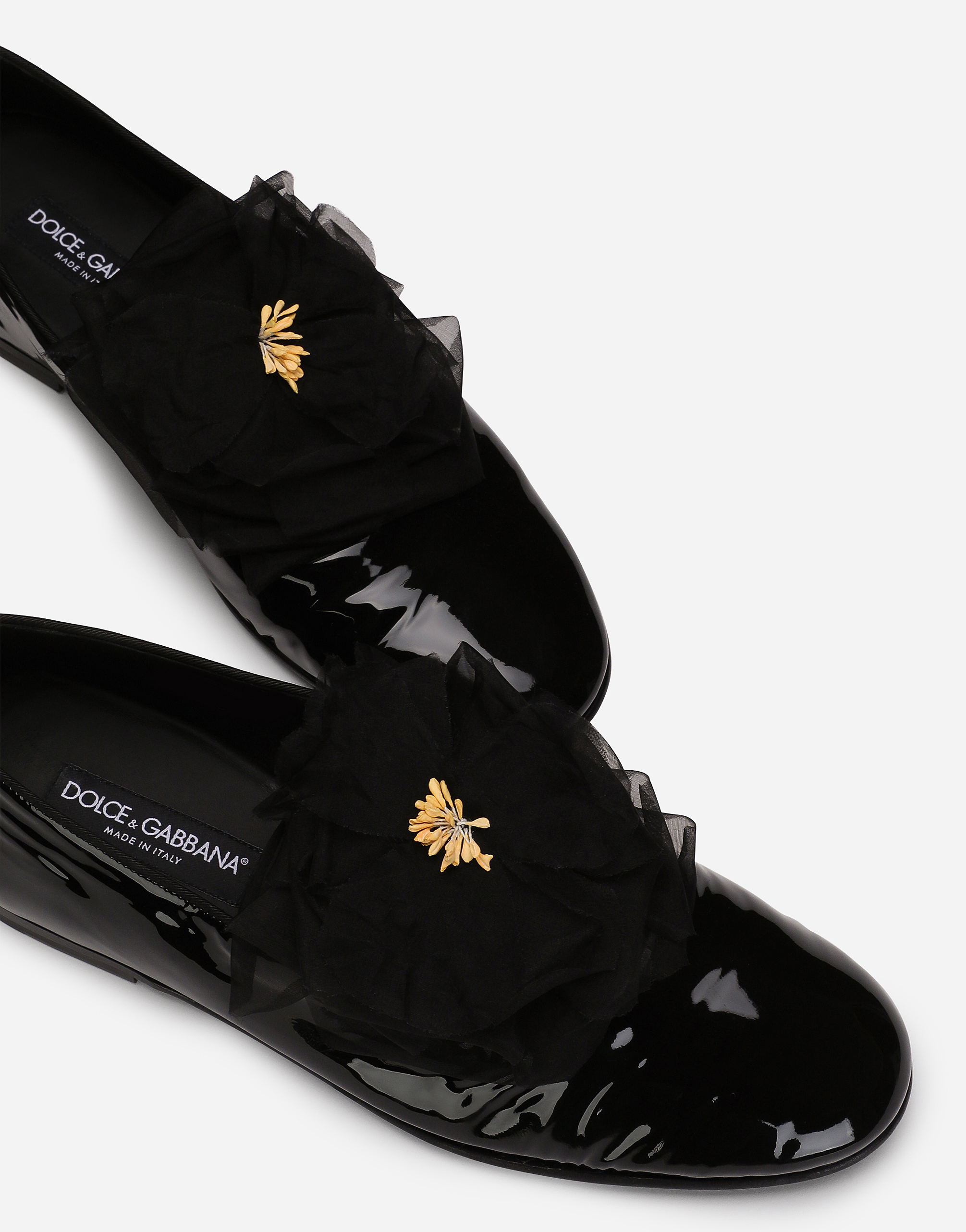 Dolce & Gabbana Slipper Mit Blumenapplikation In Black