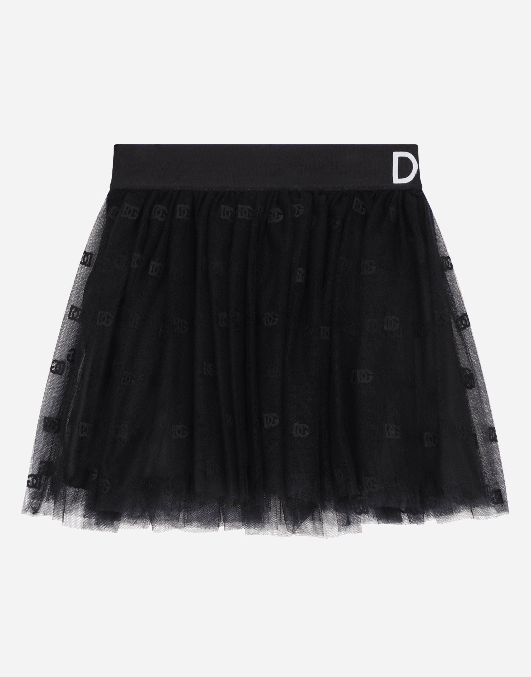 Shop Dolce & Gabbana Multi-layered Tulle Miniskirt With Branded Elastic In Blue