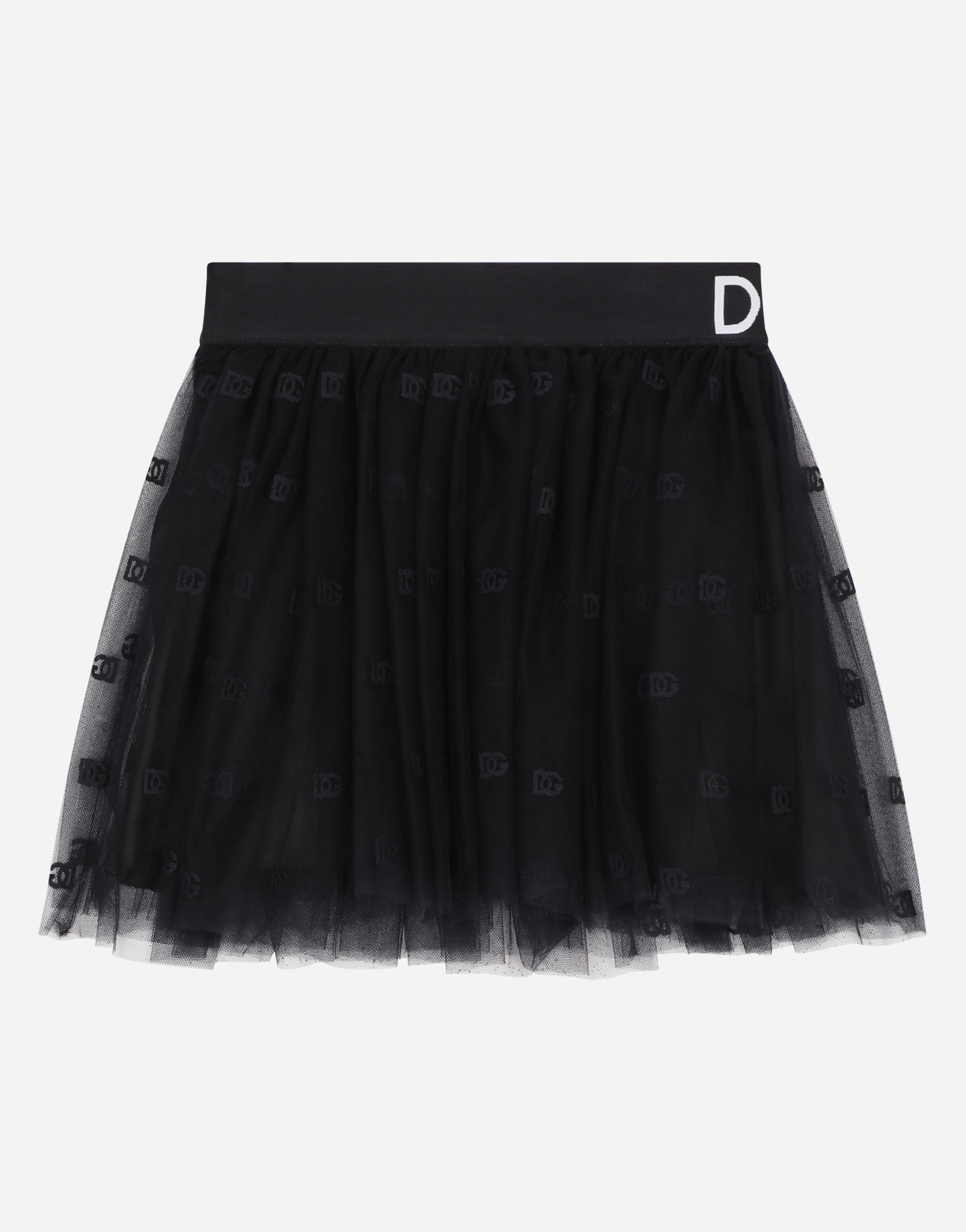 Dolce & Gabbana Multi-layered Tulle Miniskirt With Branded Elastic In Blue