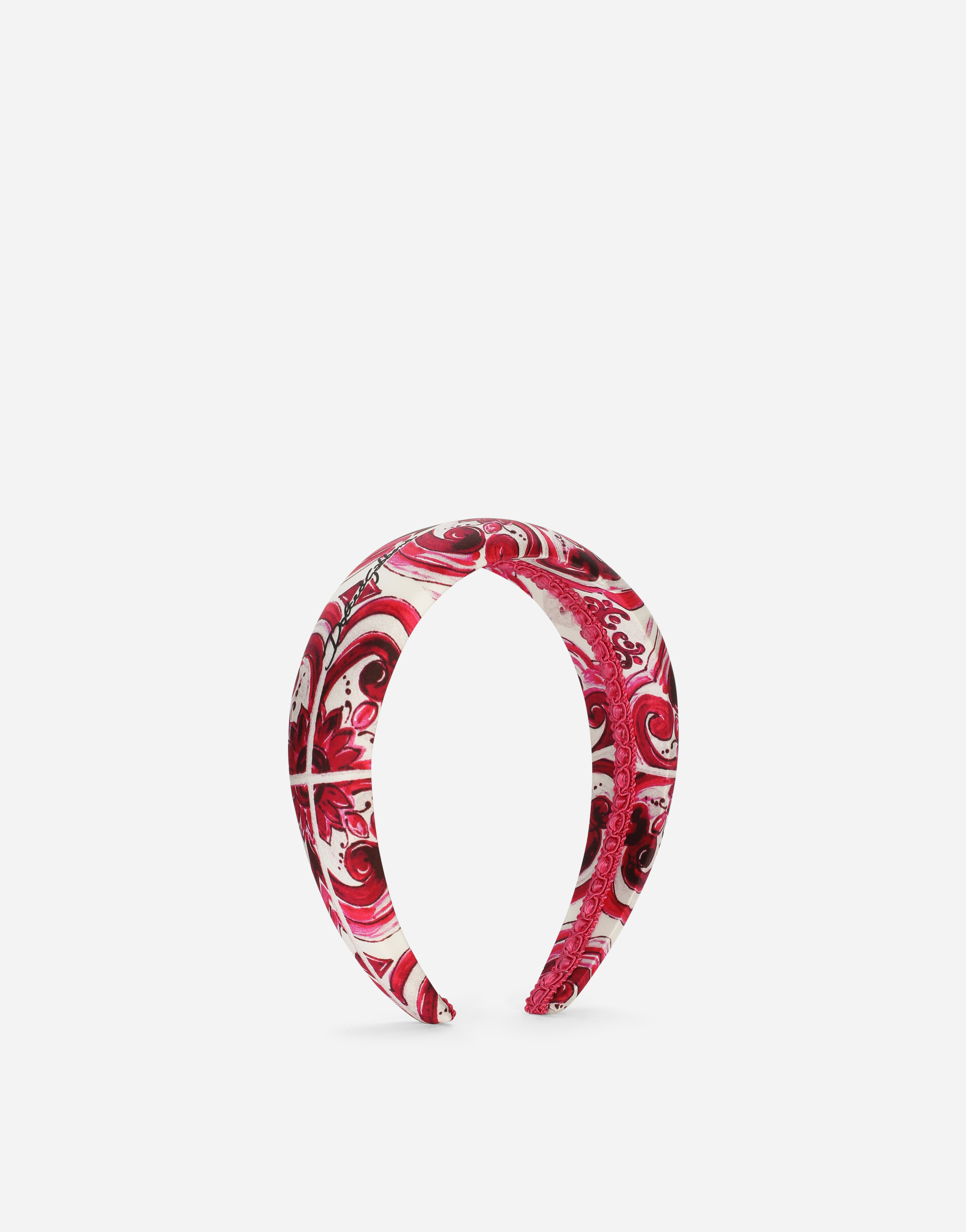 DOLCE & GABBANA MAJOLICA-PRINT SATIN HAIR BAND