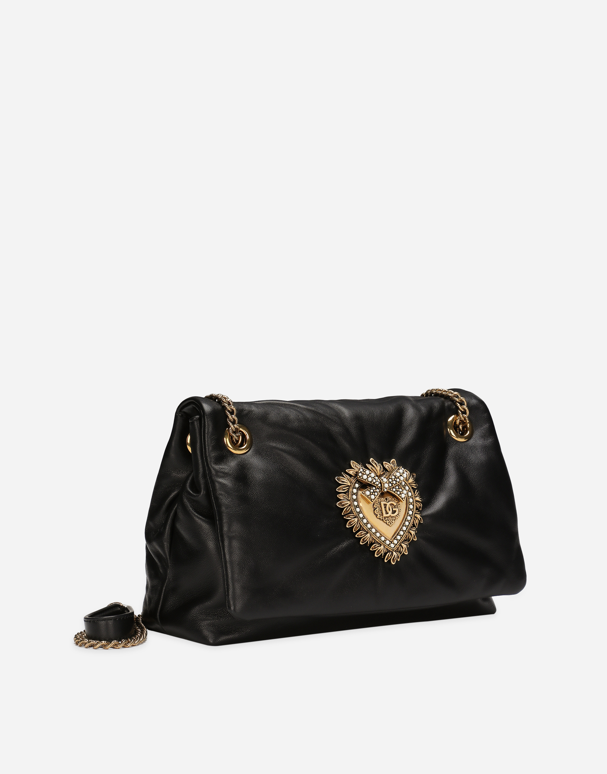 Shop Dolce & Gabbana Medium Devotion Soft Shoulder Bag In Black