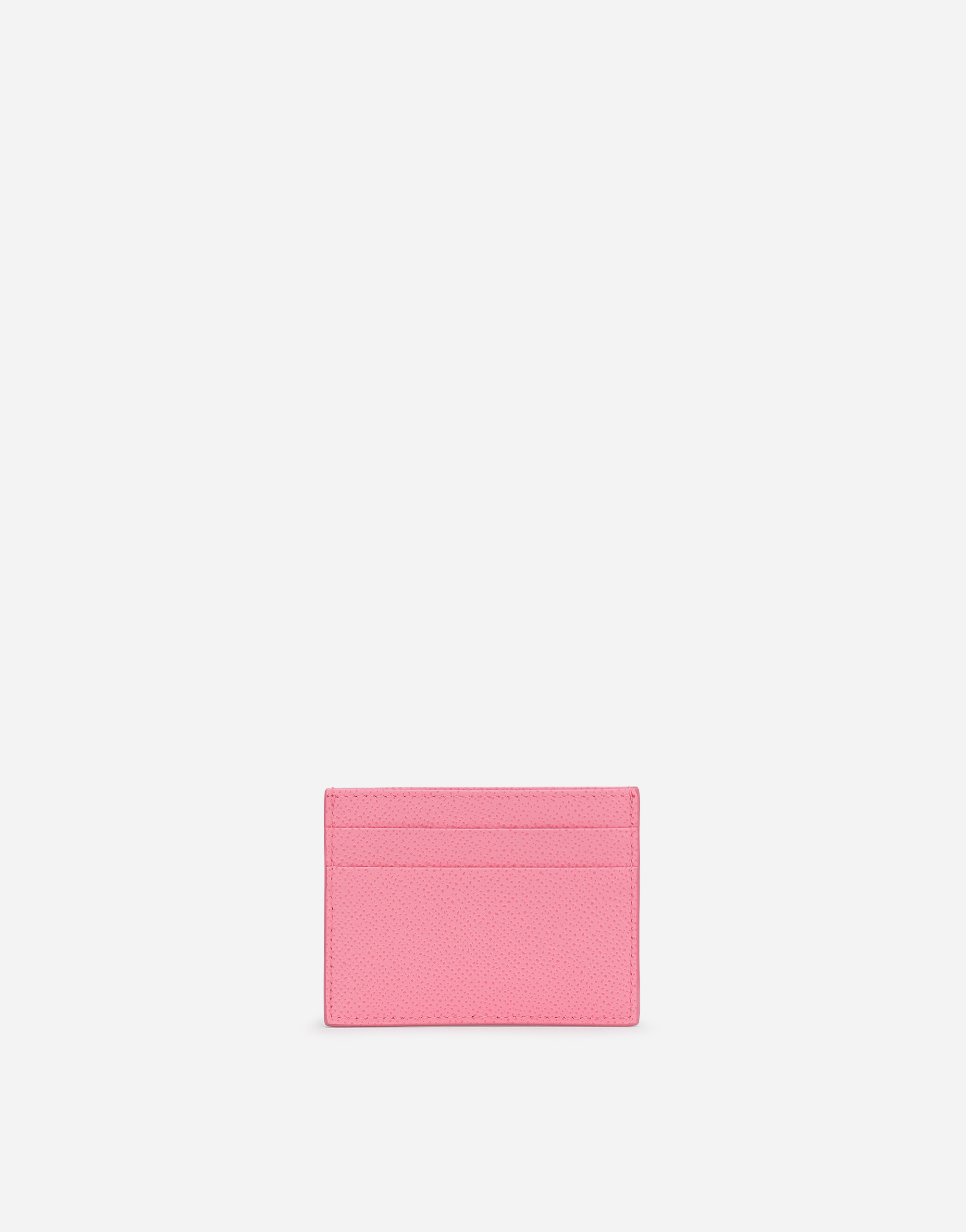 Dolce & Gabbana Dauphine Calfskin Card Holder With Branded Tag In Pink