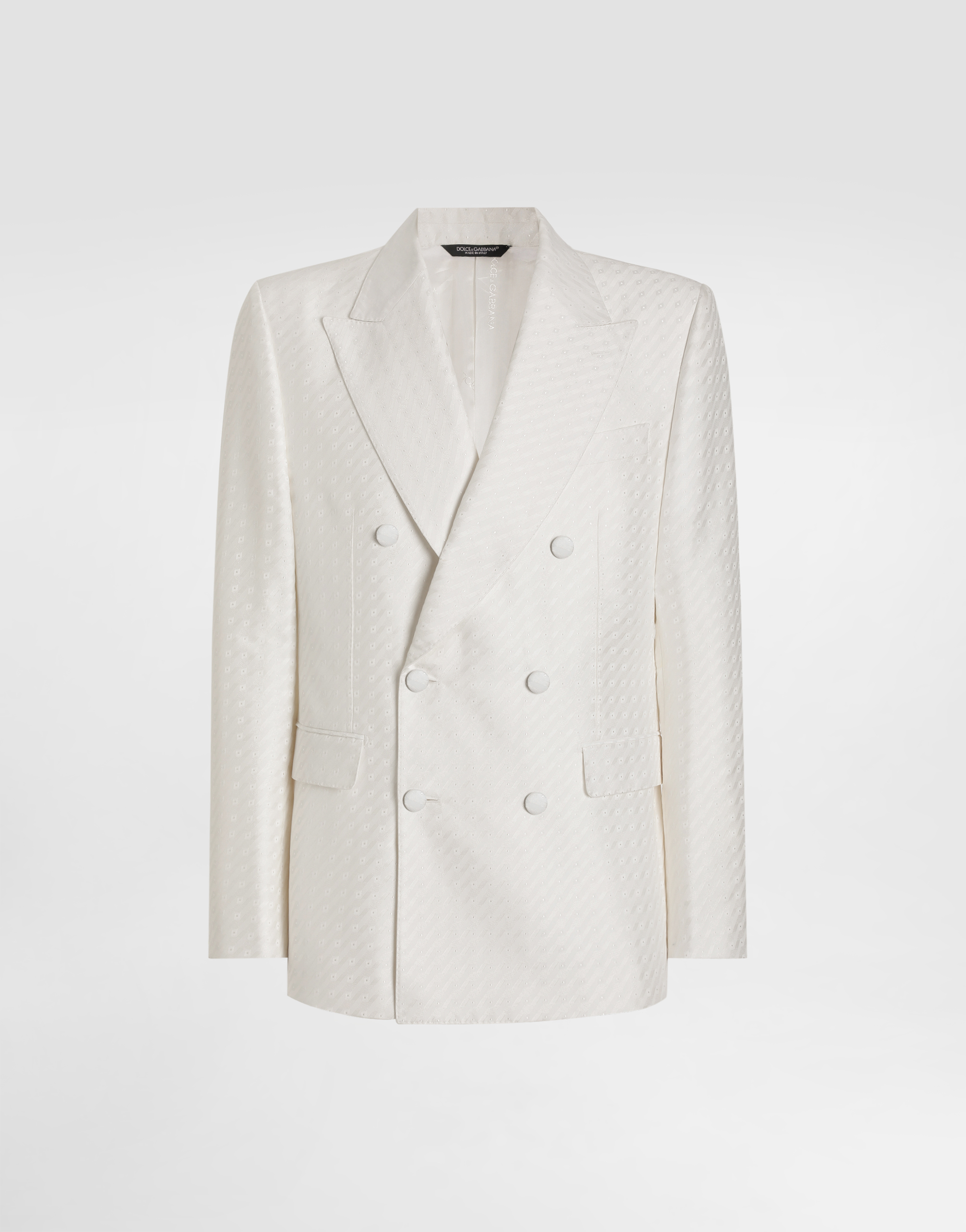 Double-breasted sicilia light jacquard jacket with micro pattern