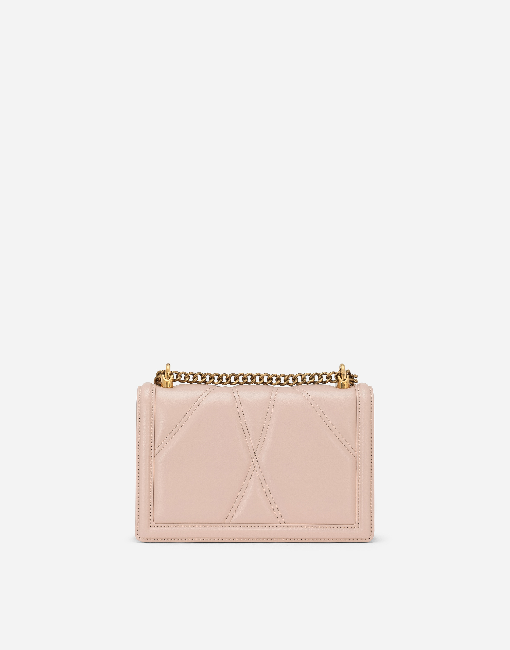 Shop Dolce & Gabbana Medium Devotion Bag In Quilted Nappa Leather In Pale Pink