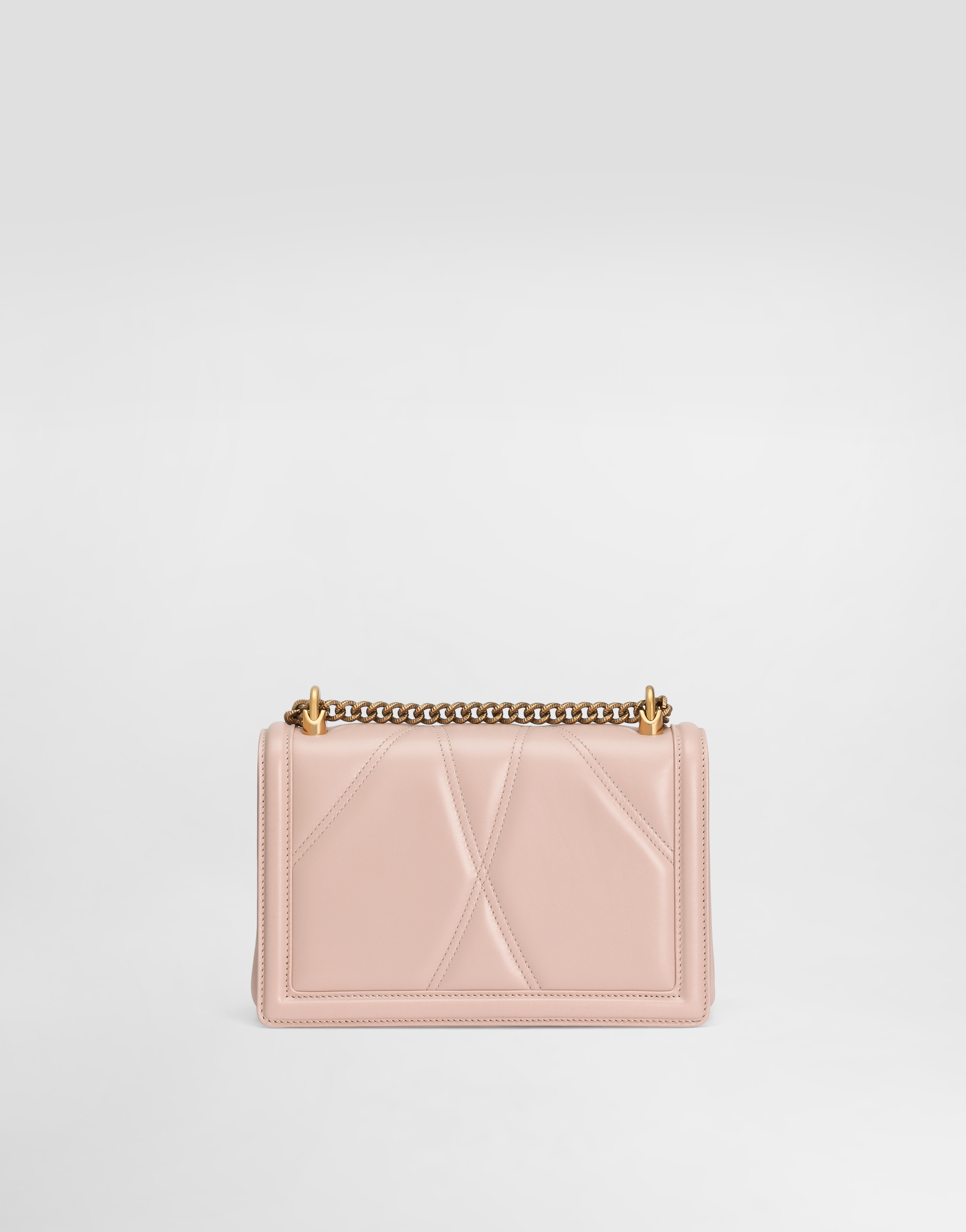 Shop Dolce & Gabbana Medium Devotion Bag In Quilted Nappa Leather In Pale Pink