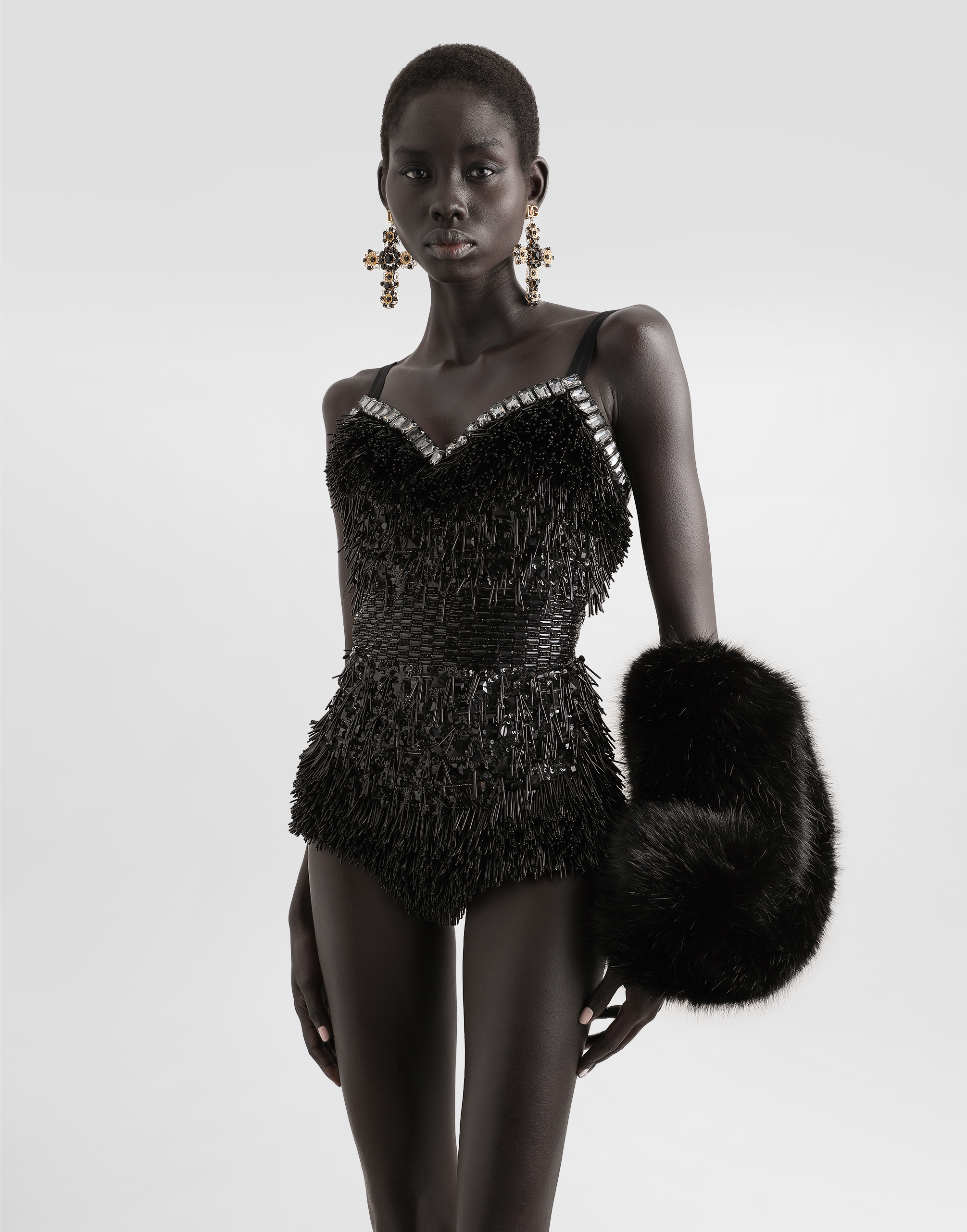 DOLCE & GABBANA SEQUINED AND MICRO-BEADED BODYSUIT 
