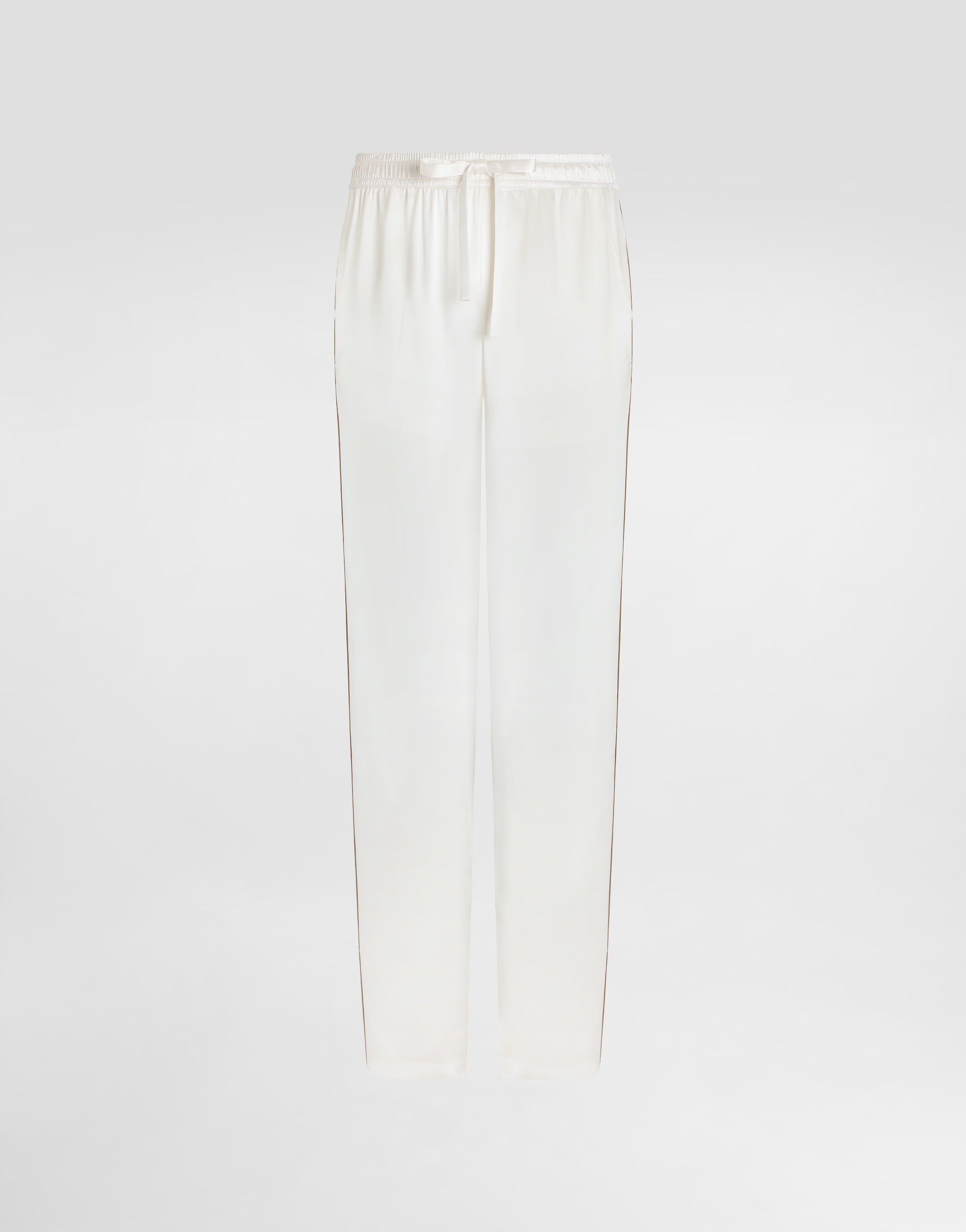 Dolce & Gabbana Silk Pajama Pants With Logo Embroidery In White