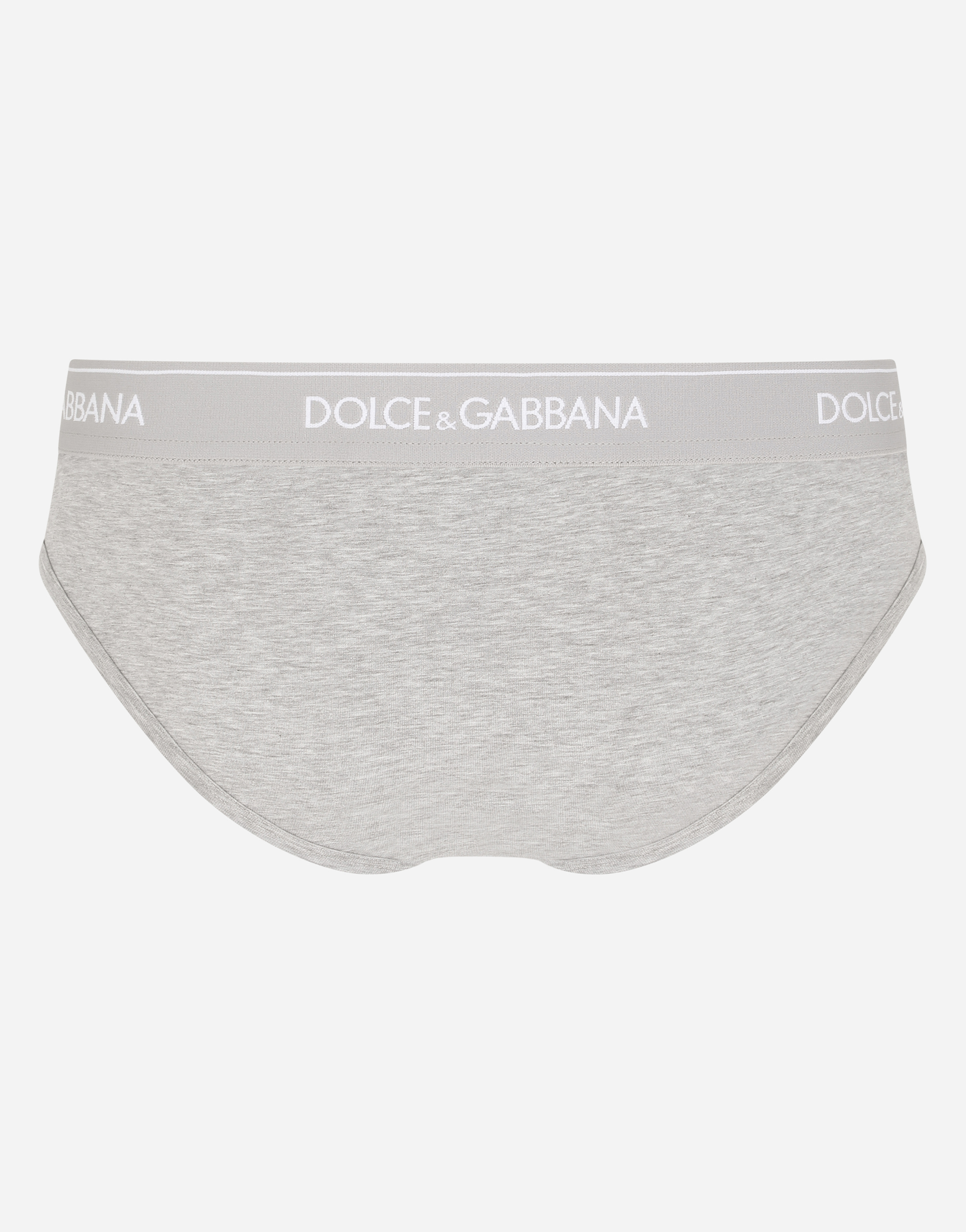 Dolce & Gabbana Stretch Cotton Mid-rise Briefs Two Pack In Grey