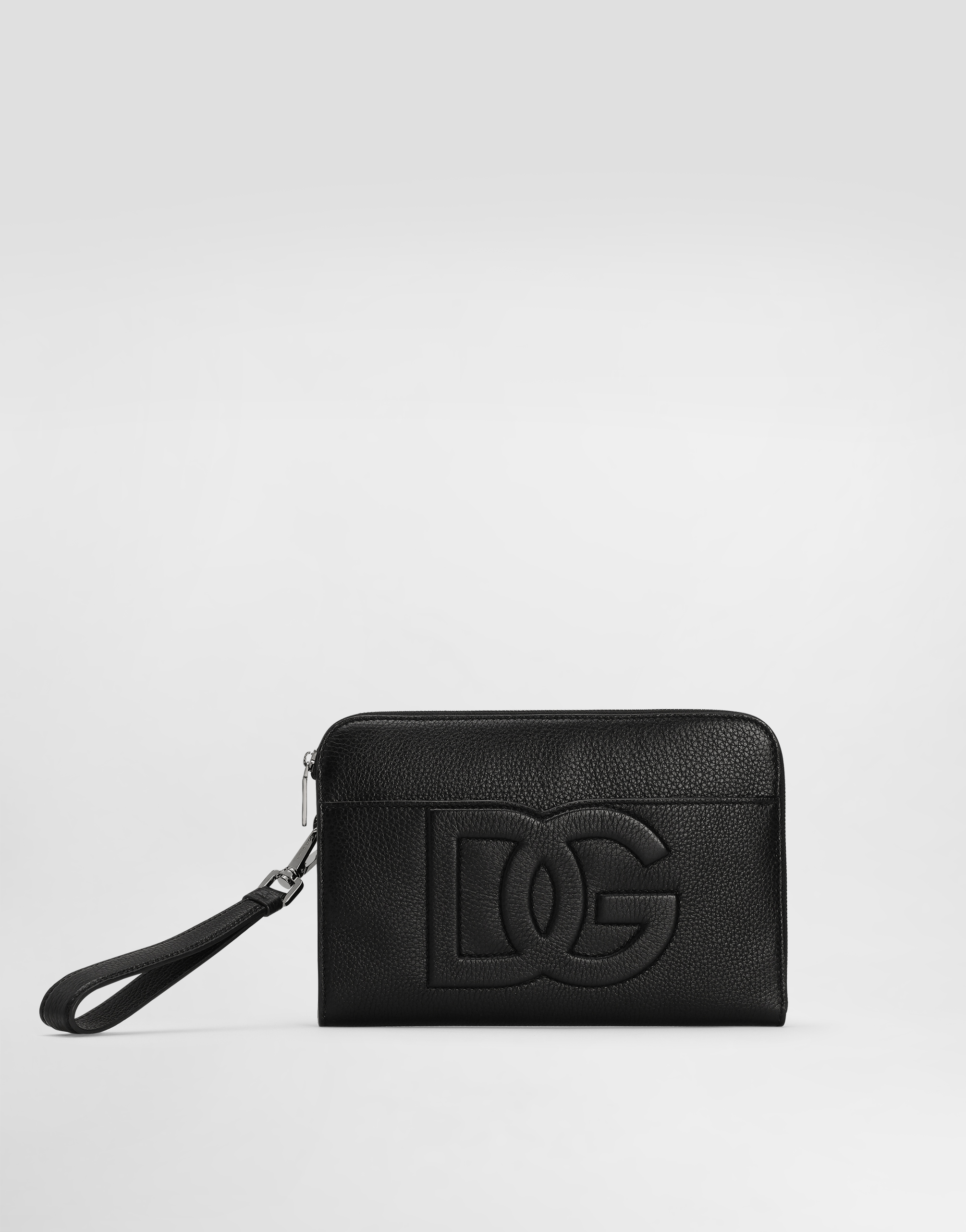 Dolce & Gabbana Dg-embossed Leather Clutch Bag In ブラック