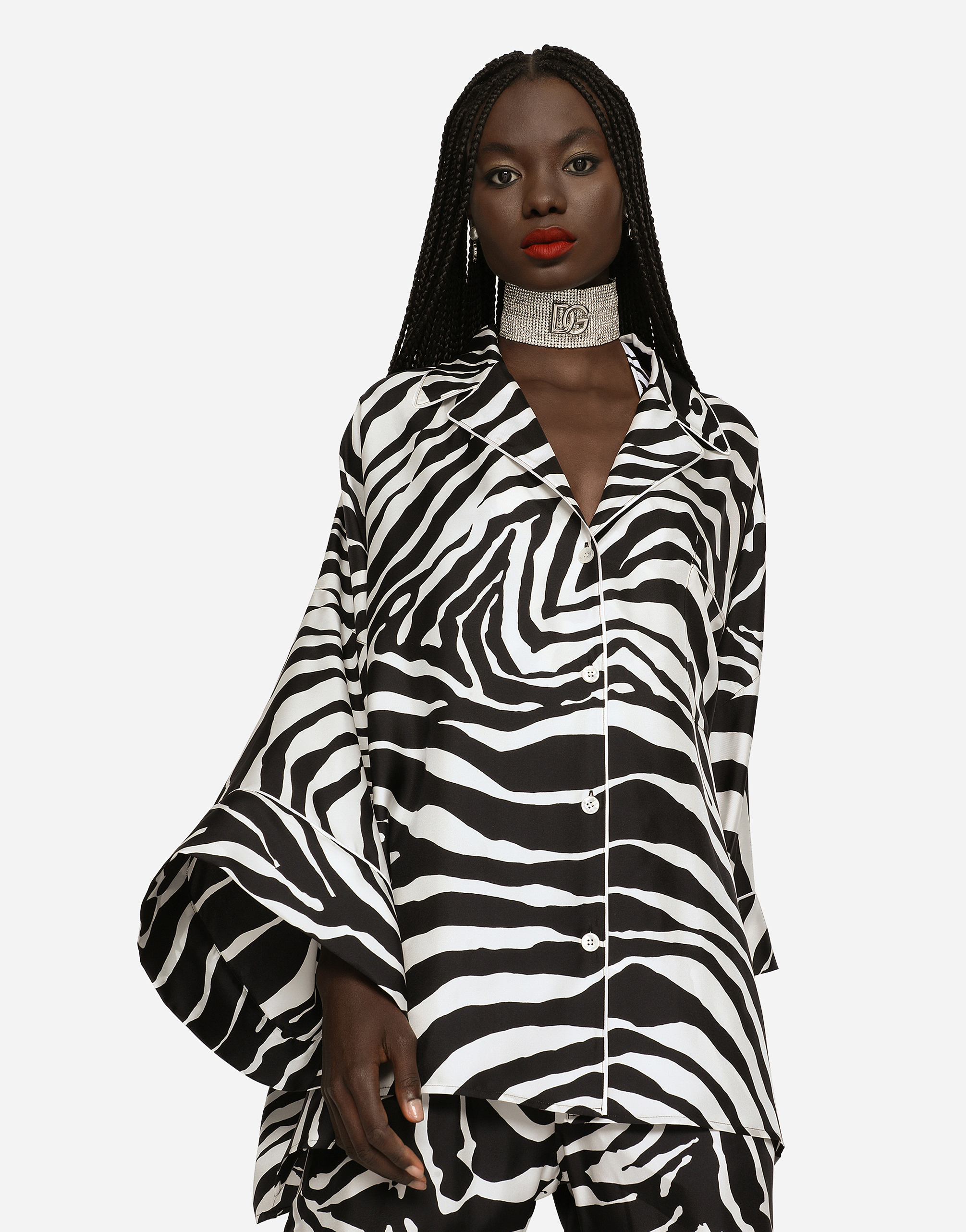 Dolce & Gabbana Zebra-print Twill Shirt In Multicolor