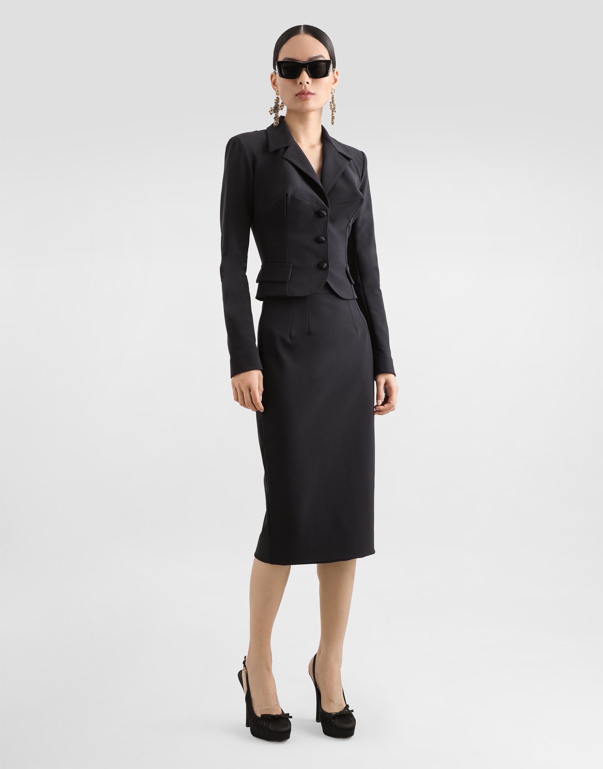 Dolce & Gabbana Technical Cady Calf-length Pencil Skirt In Black