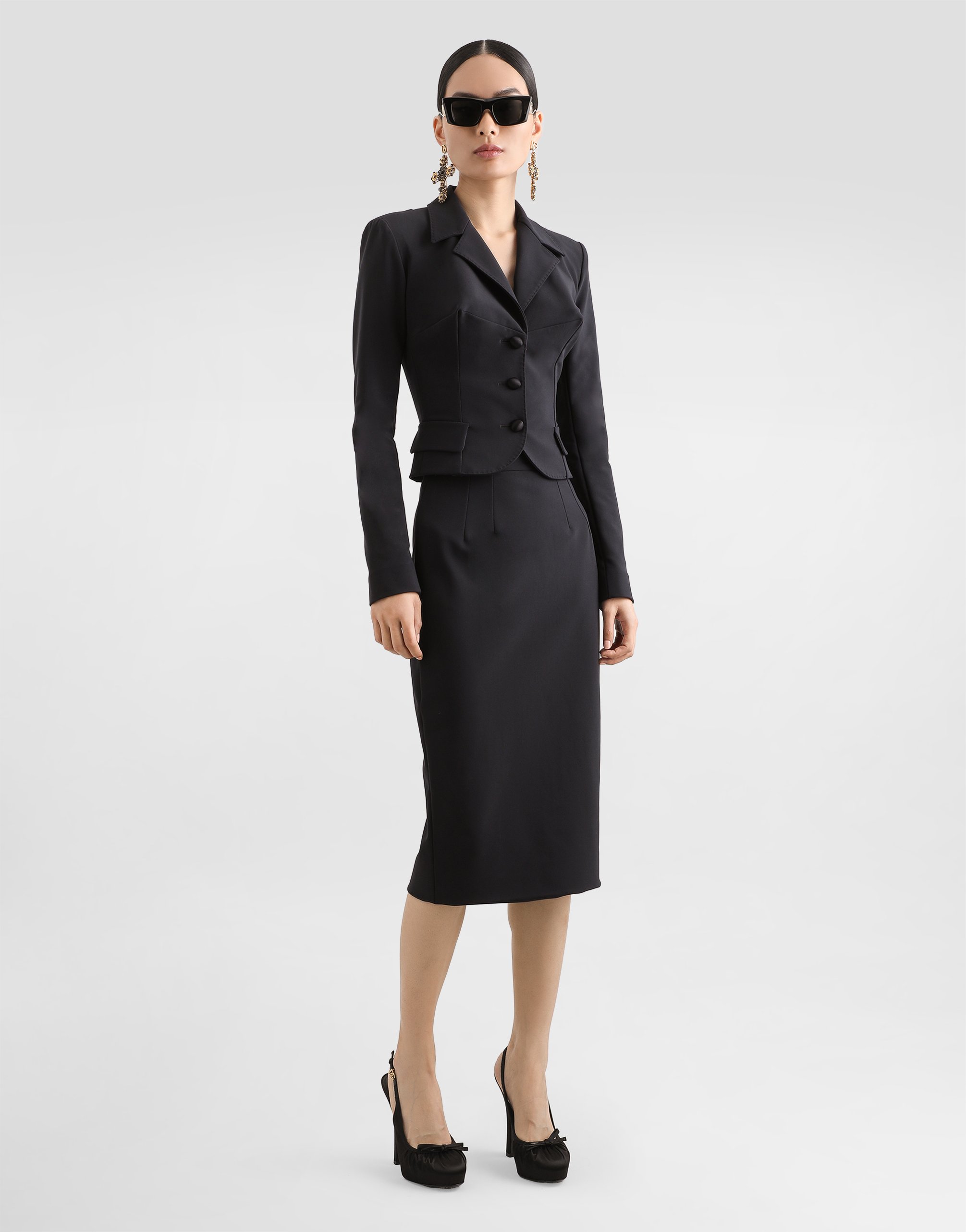 Dolce & Gabbana Technical Cady Calf-length Pencil Skirt In Black