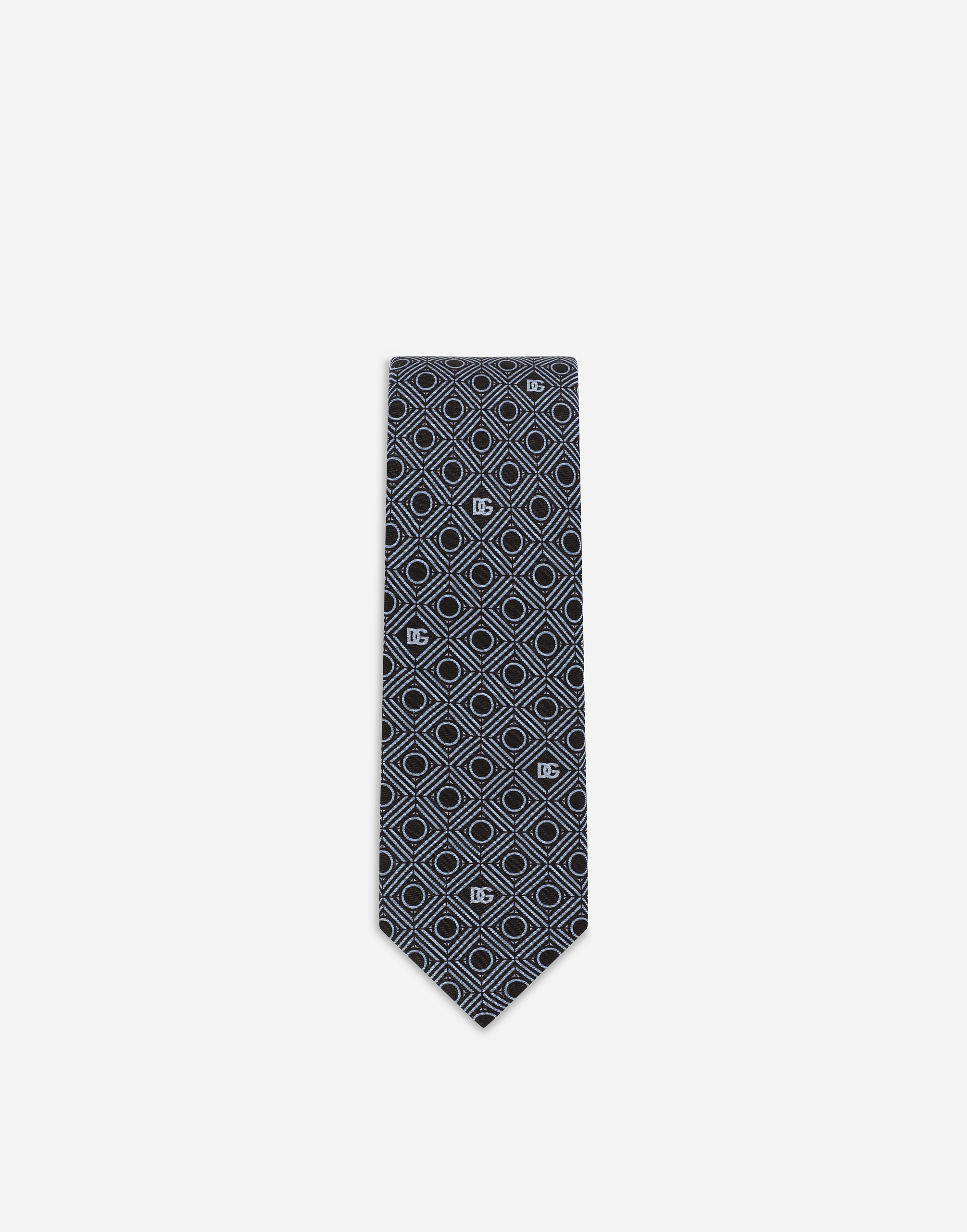 Dolce & Gabbana Silk Jacquard Tie With Micro-designs And Dg Logo In Print