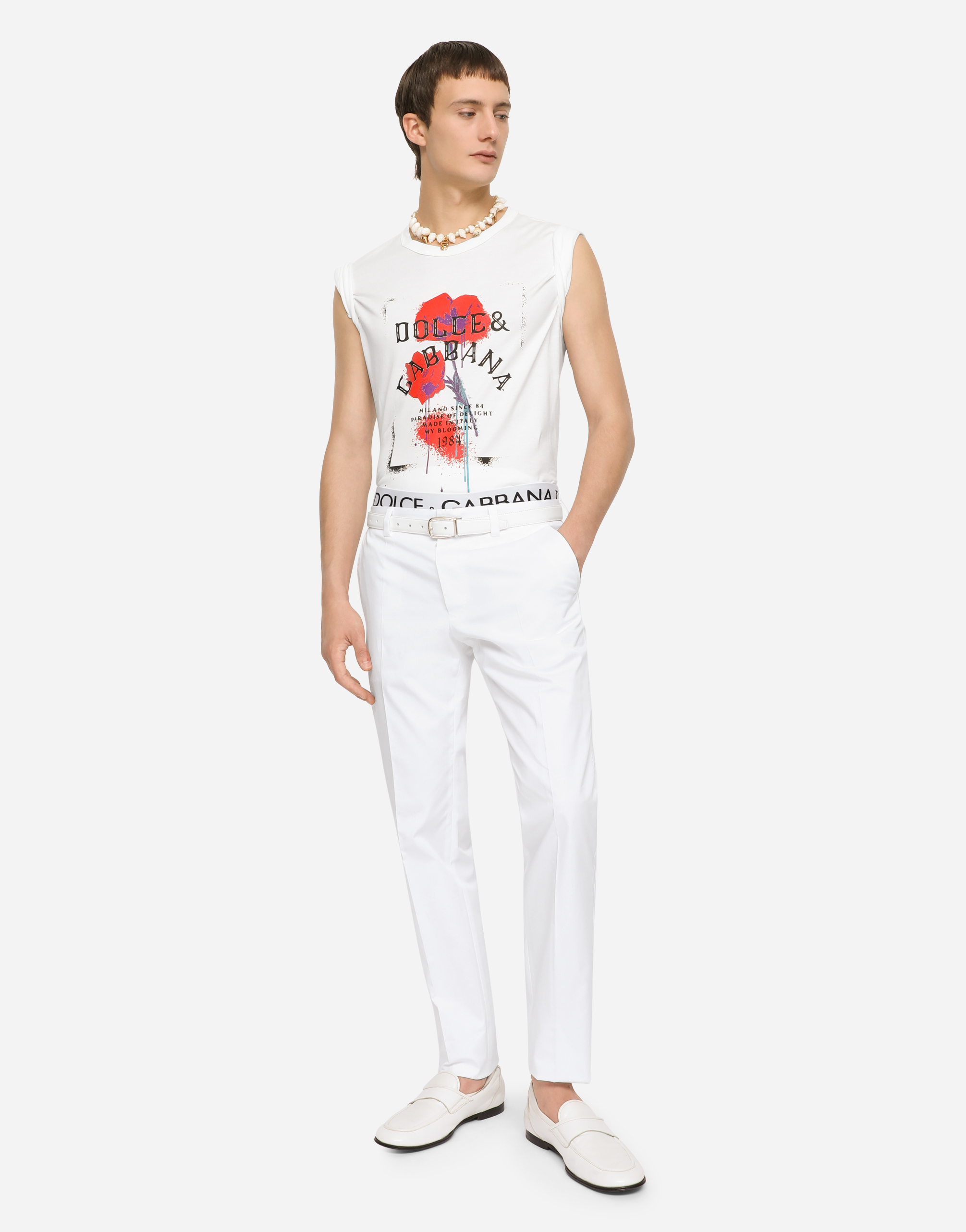 Shop Dolce & Gabbana Stretch Cotton Pants In White