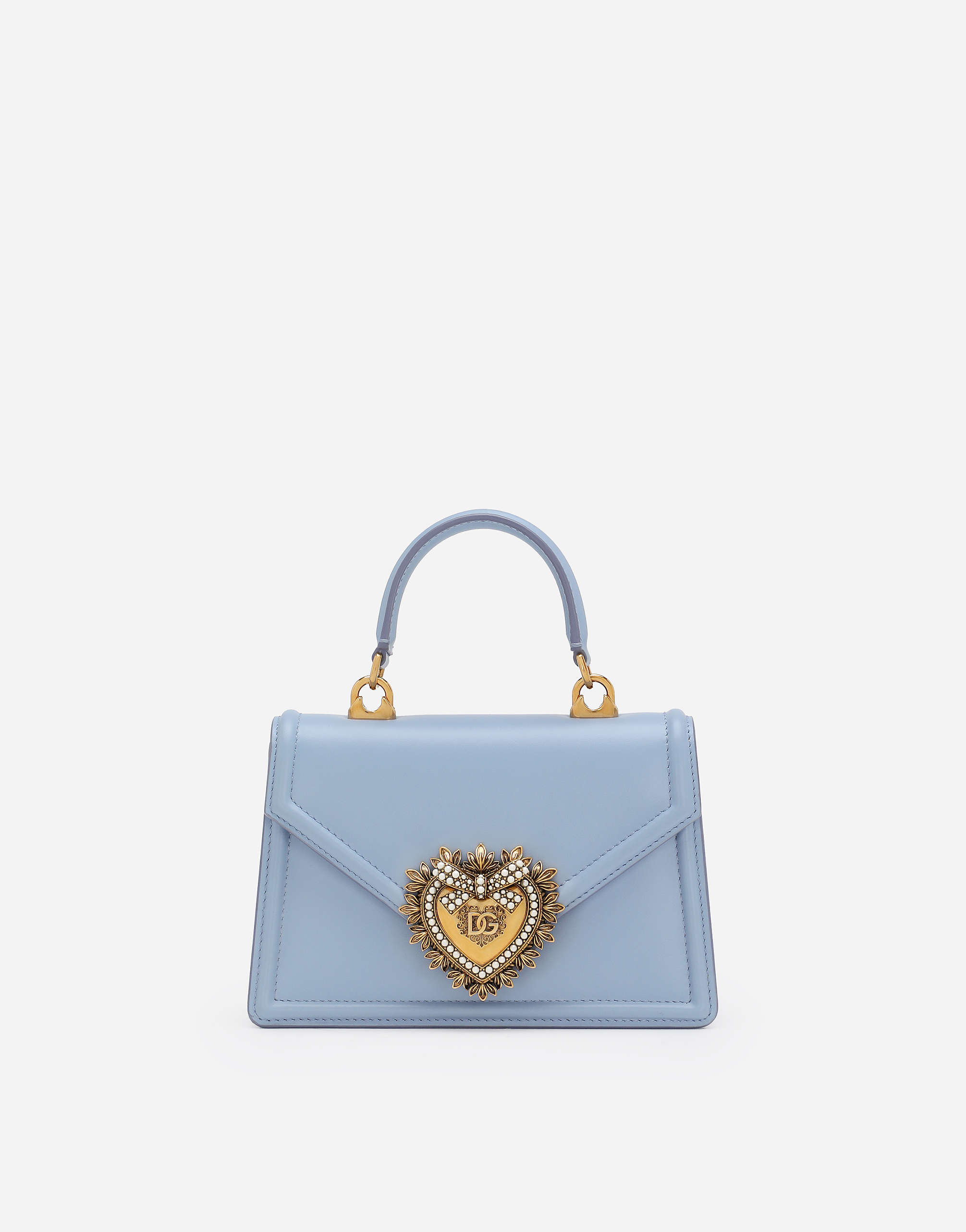 Dolce & Gabbana Small Devotion Top-handle Bag - Woman Shoulder And Crossbody Bags Light Blue Leather Onesize