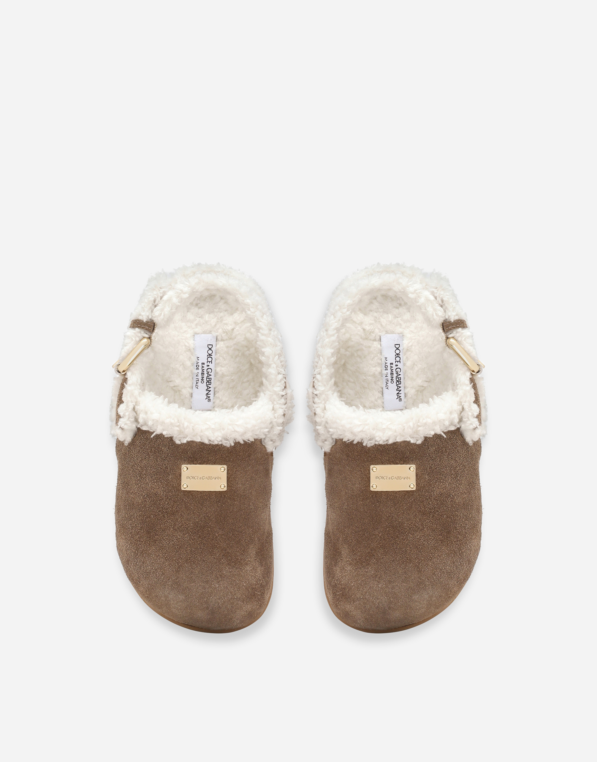 DOLCE & GABBANA SUEDE MULES WITH LOGO TAG