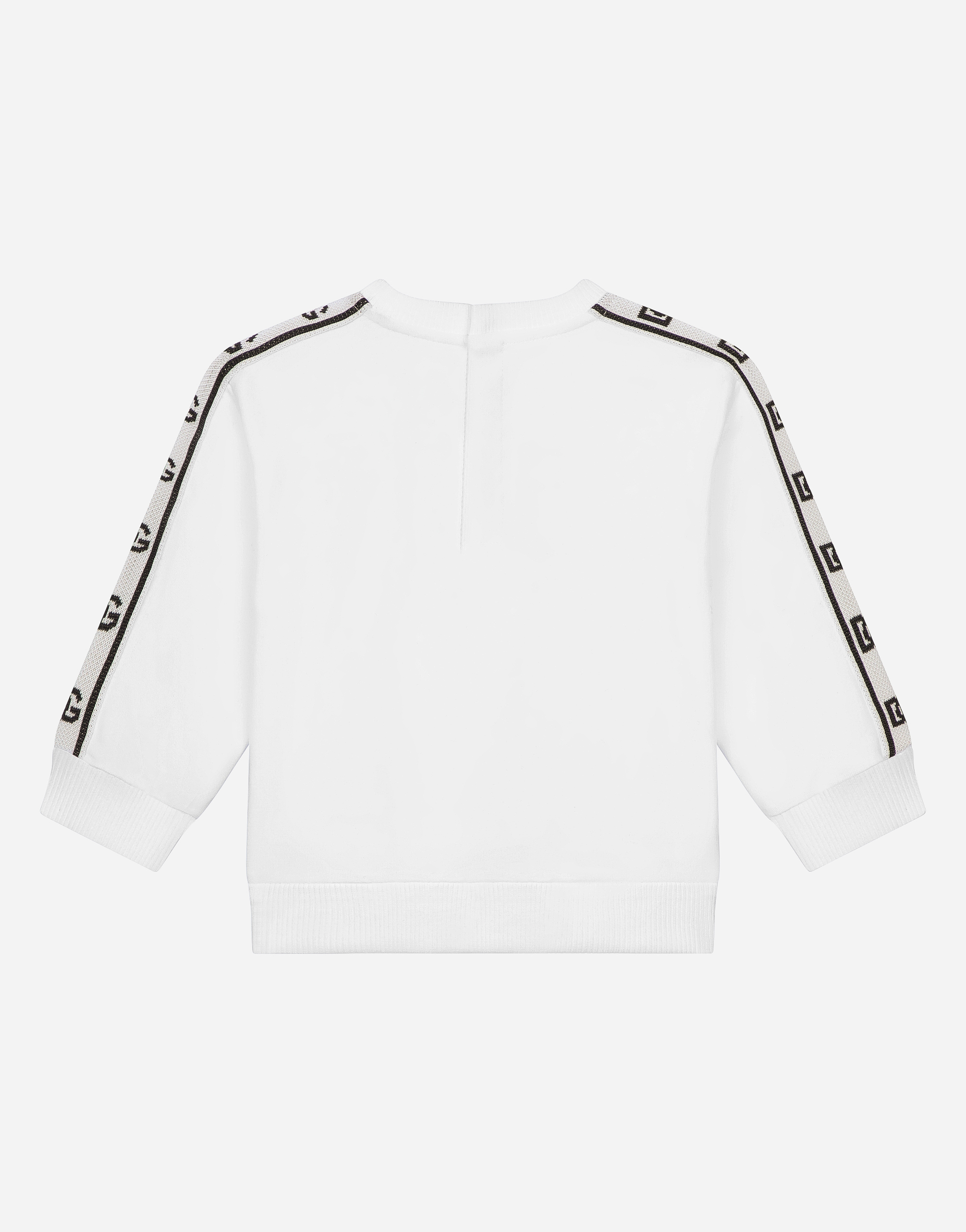 DOLCE & GABBANA LONG-SLEEVED ROUND-NECK SWEATSHIRT WITH LOGO PRINT AND BRANDED TRIMS