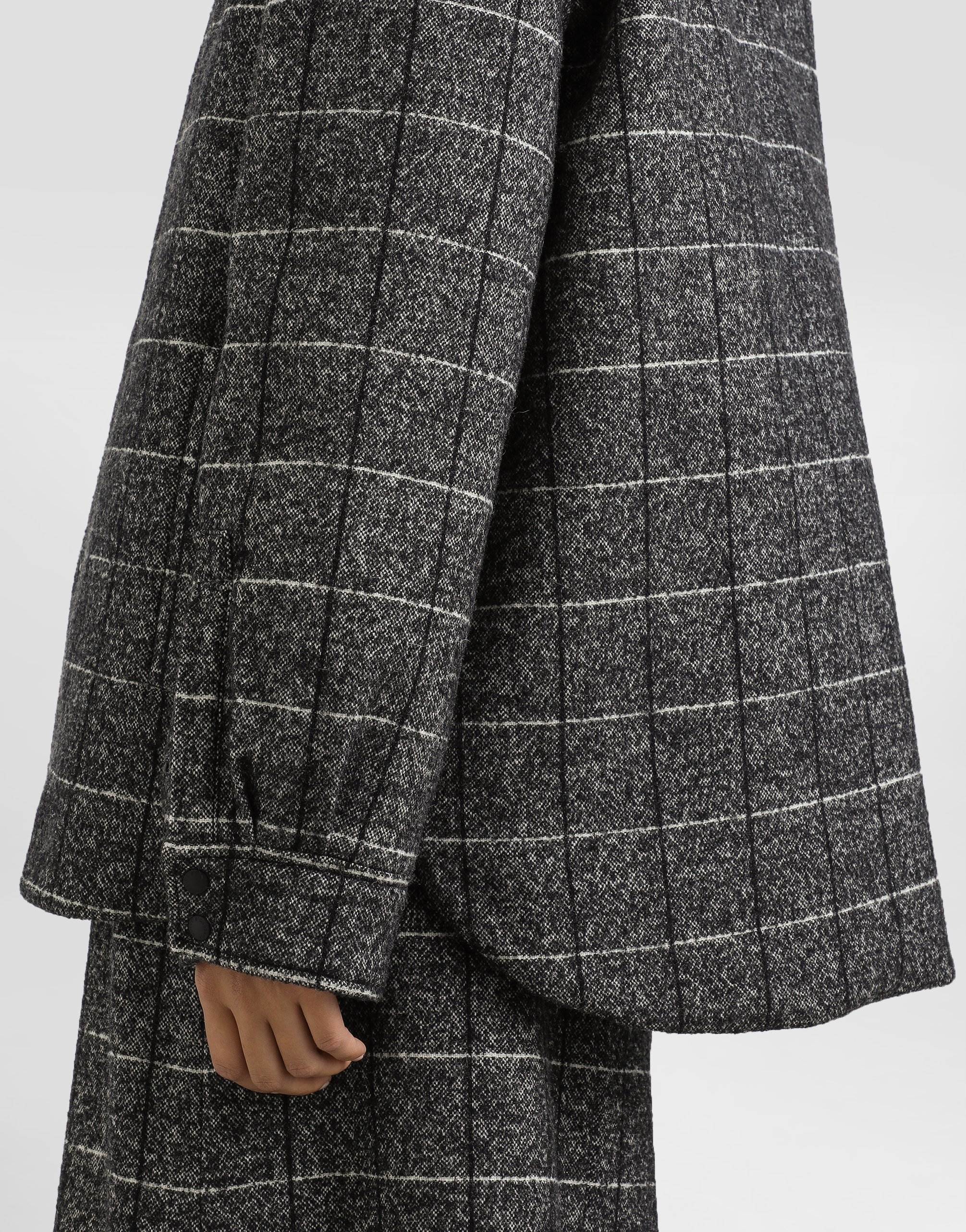 Dolce & Gabbana Checked Corduroy-collar Jacket In Gray