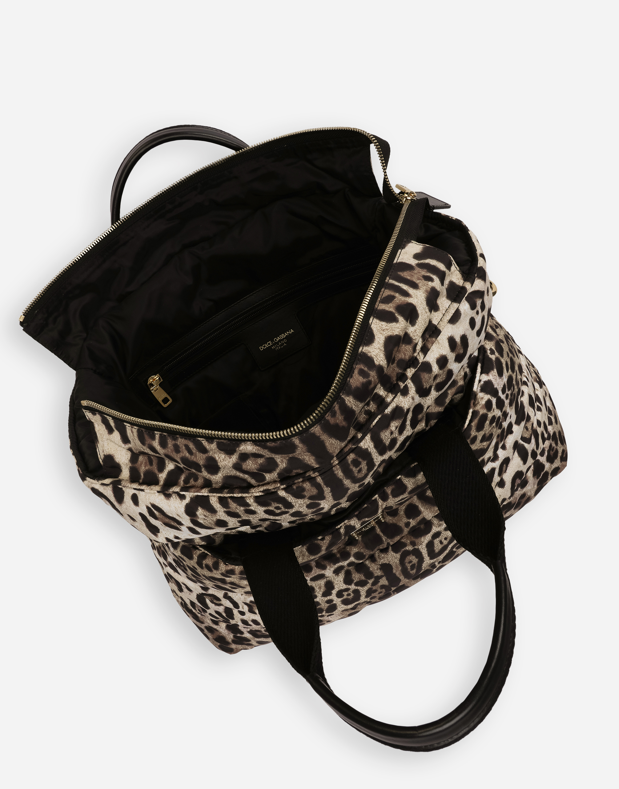 Shop Dolce & Gabbana Nylon Mamma Bag With Leopard Print In Animal Print