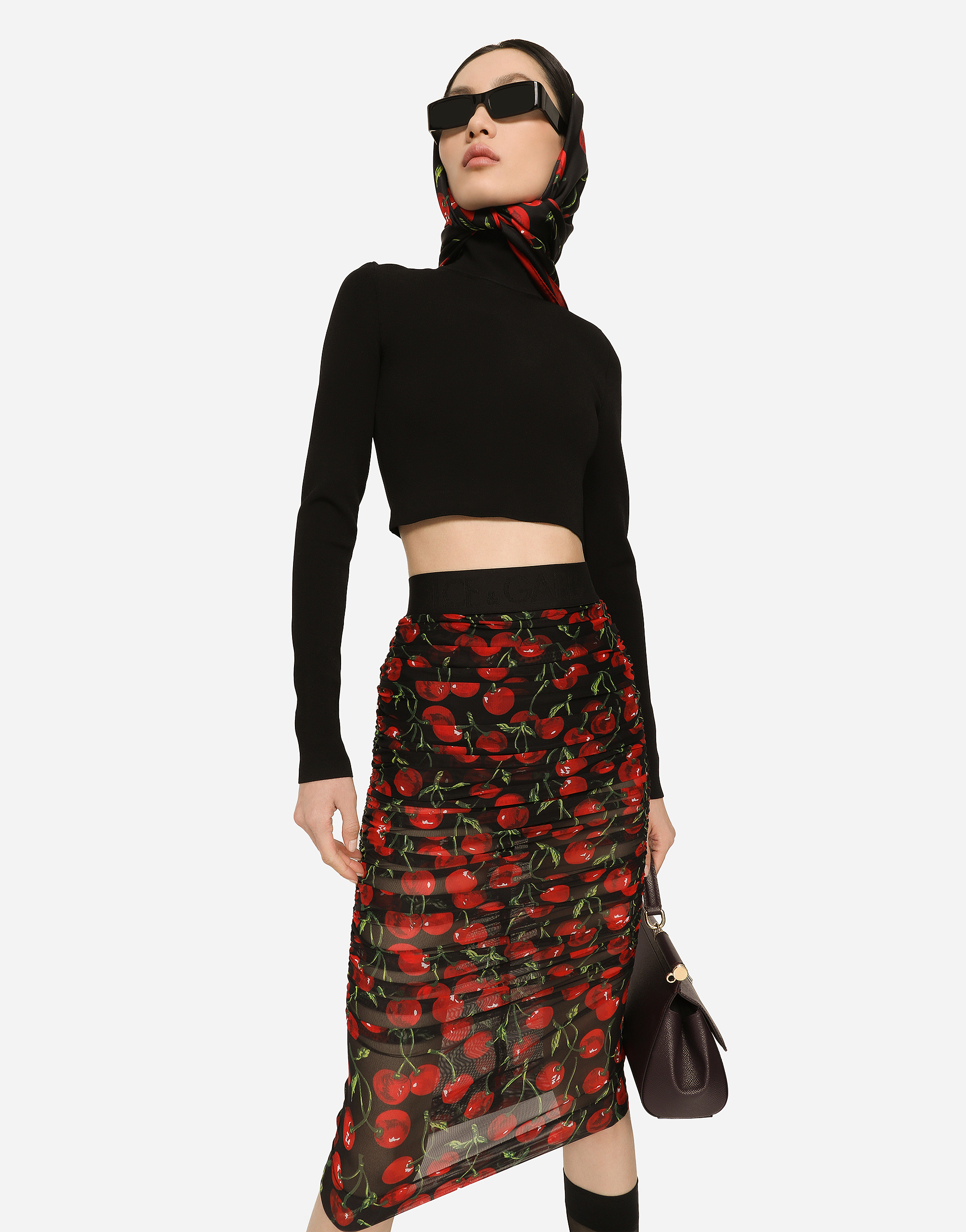 Dolce & Gabbana Cropped Turtle-neck Top In Black