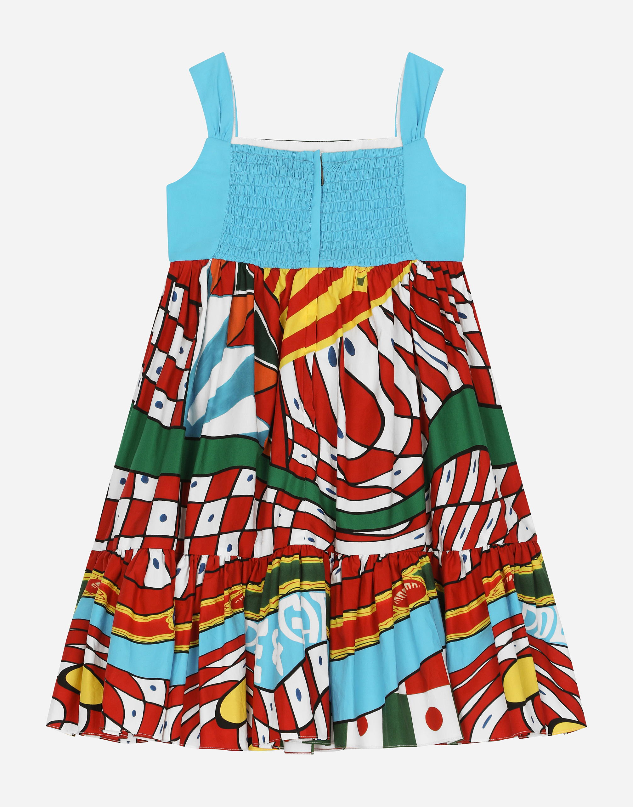 DOLCE & GABBANA SLEEVELESS DRESS IN CARRETTO-PRINT POPLIN