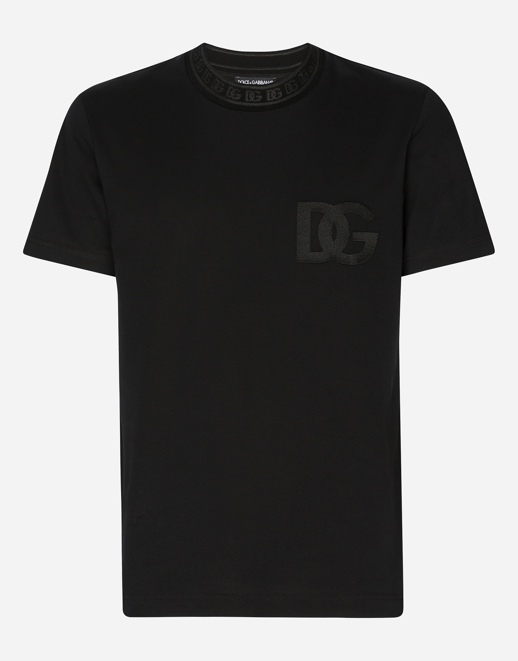 DOLCE & GABBANA COTTON ROUND-NECK T-SHIRT WITH DG EMBROIDERY