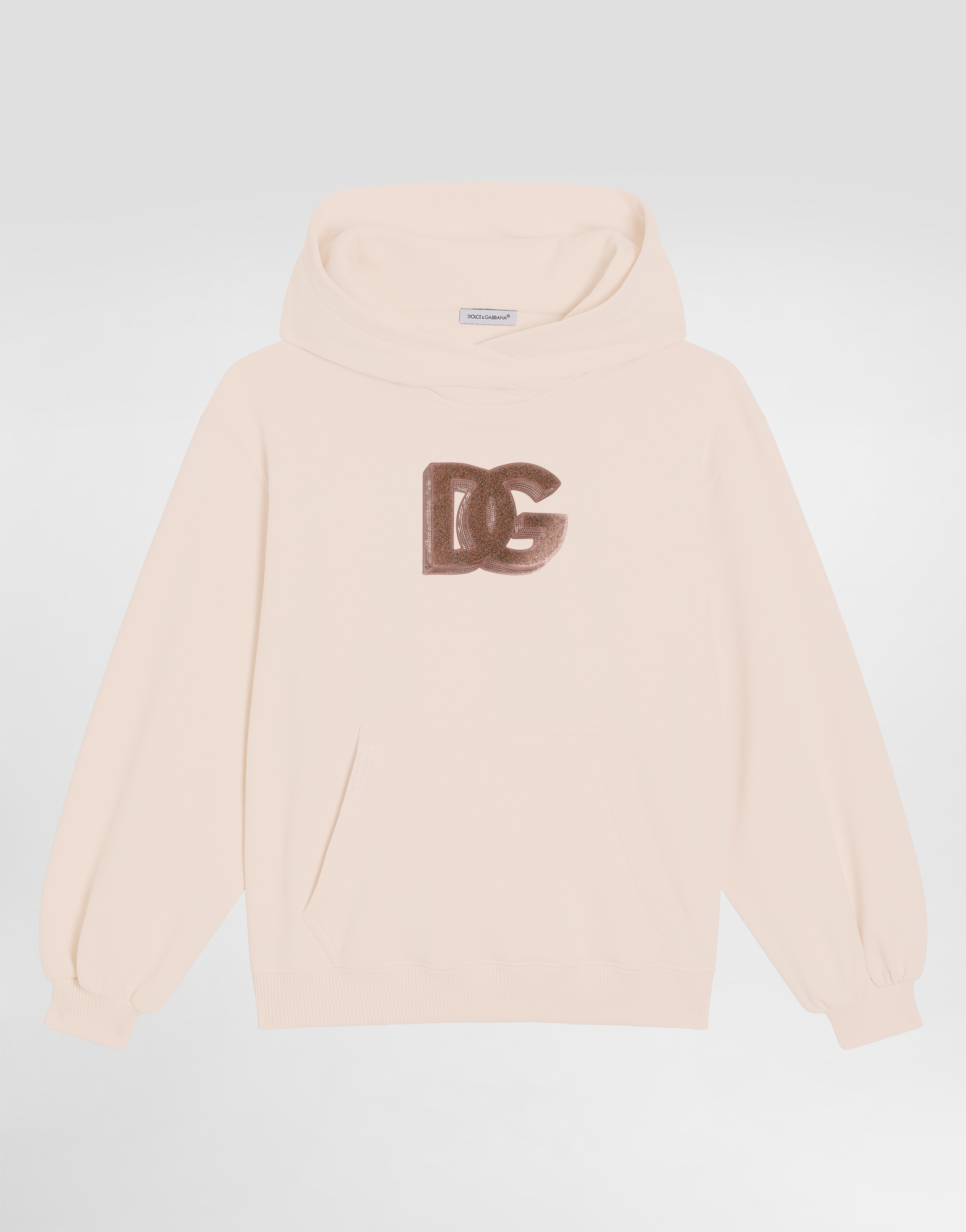 ゆみゆみDolce & Gabbana バラ柄パーカー　11/12 Fleece hoodie with DG sequin patch in Pink for Girls | Dolce&Gabbana®