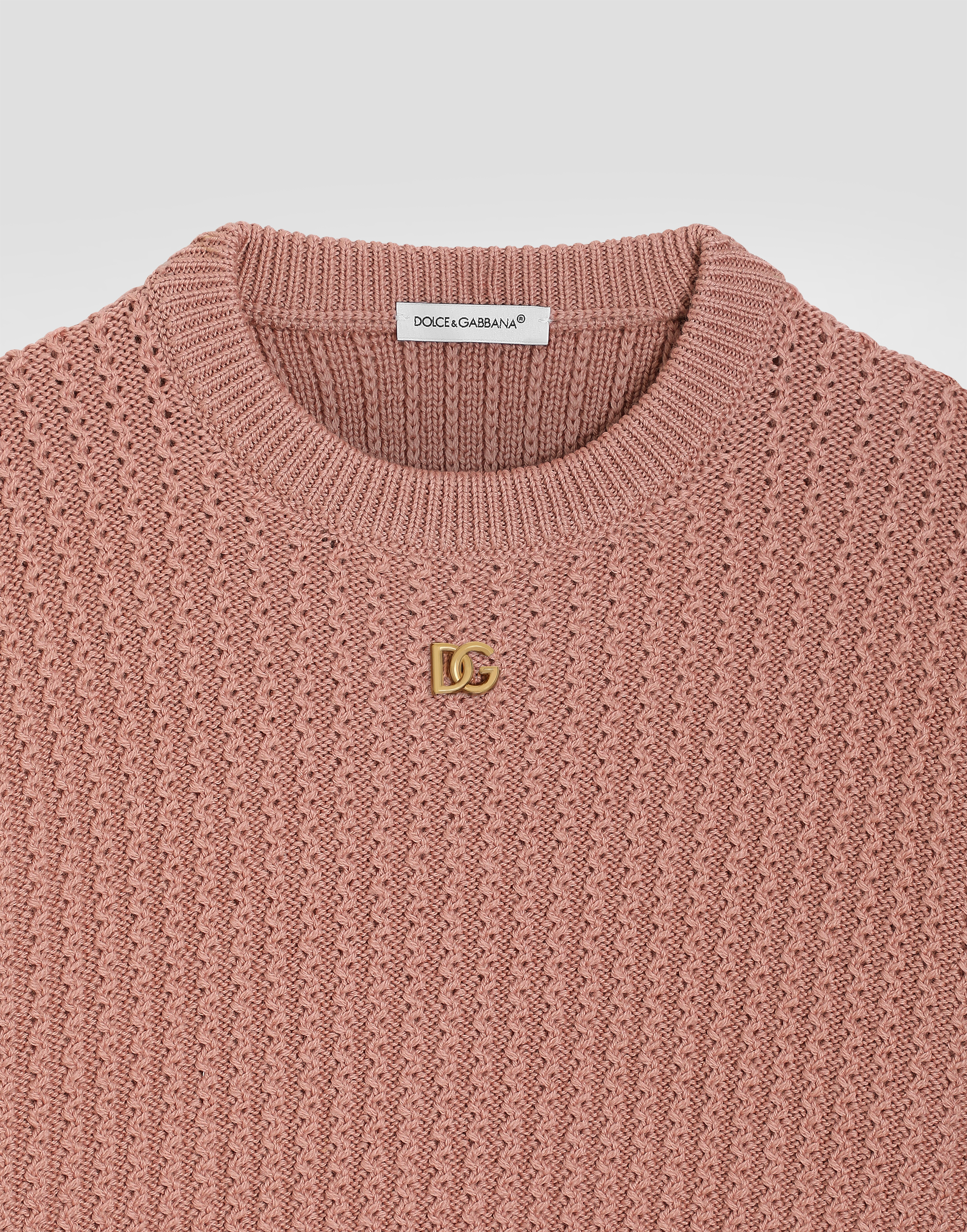 Dolce & Gabbana Cable-knit Wool Pullover In Pink