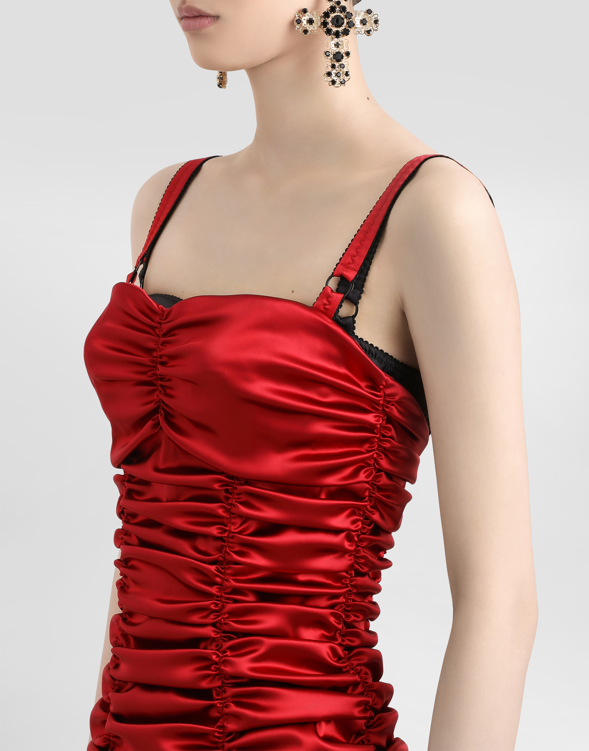Draped satin mini dress