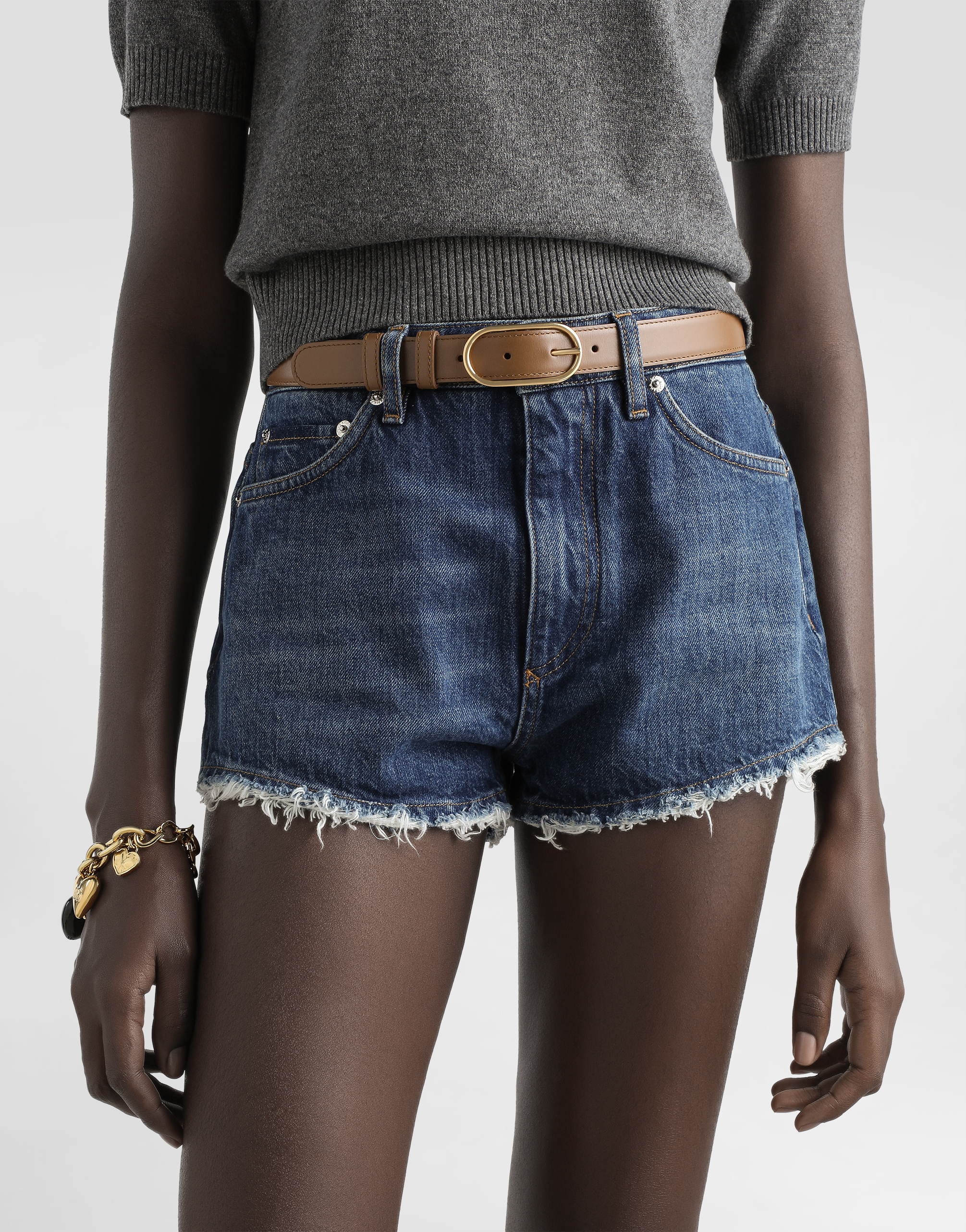 Dolce & Gabbana Palmated Calfskin Belt In Brown