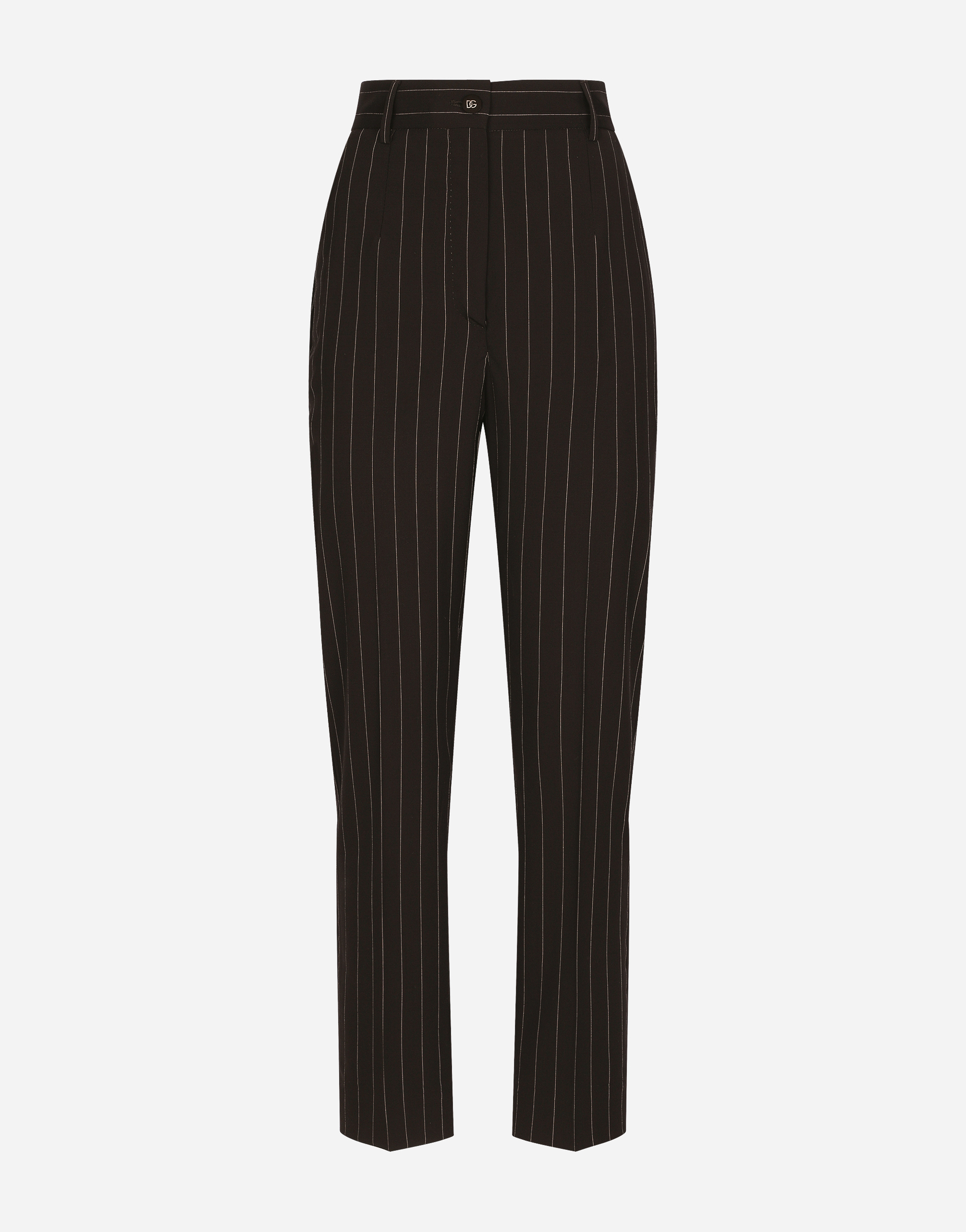 Dolce & Gabbana High-waisted Pinstripe Wool Pants - Woman Pants And Shorts Multi-colored Wool