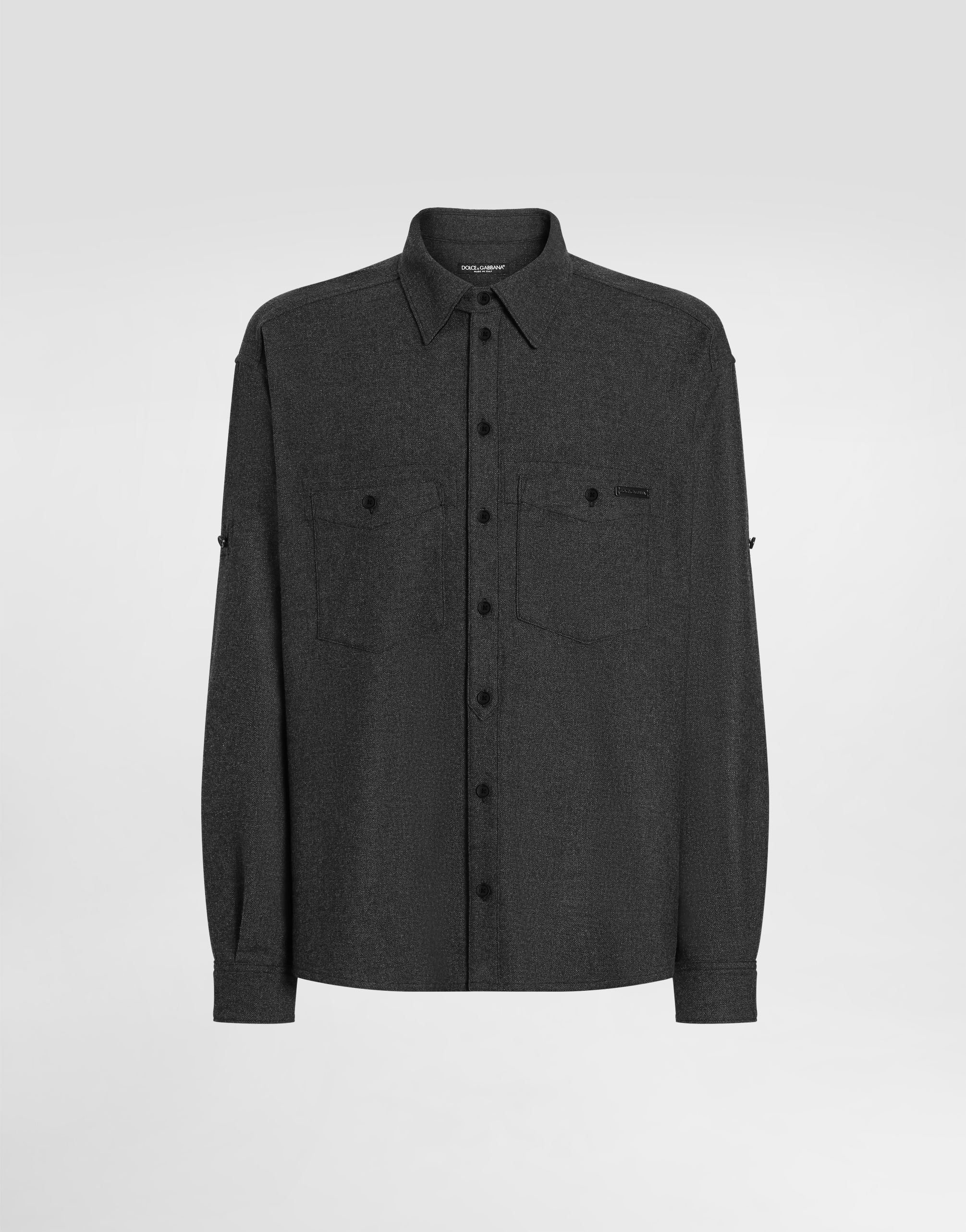 Dolce & Gabbana Melange Wool Wicker Shirt In Gray