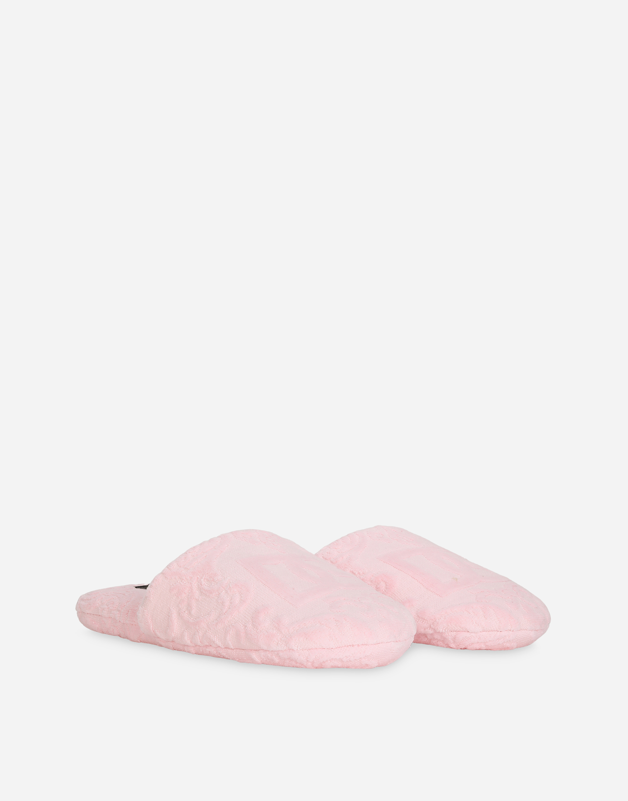 Dolce & Gabbana Jacquard Cotton Terry Slippers In Multicolor