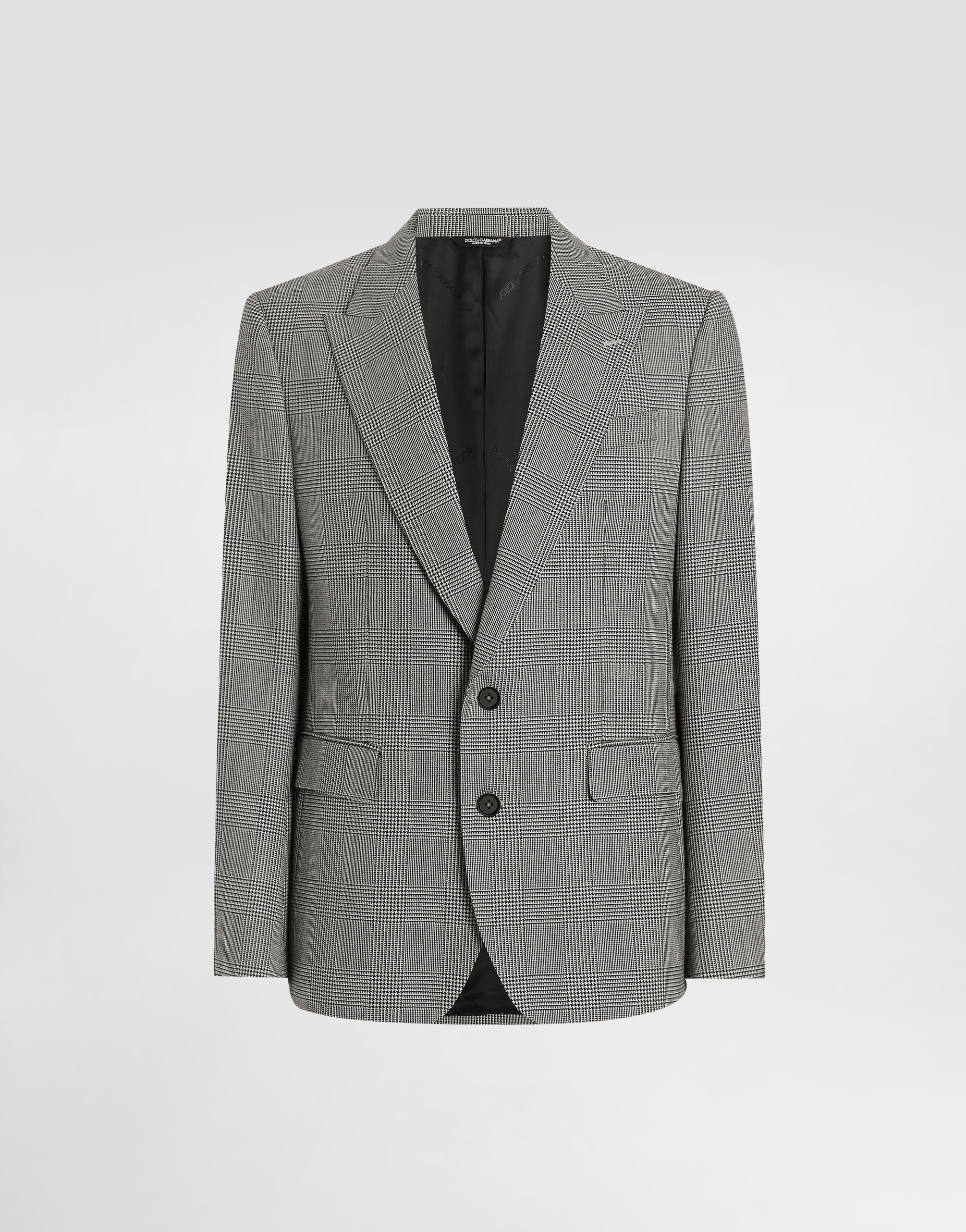 Dolce & Gabbana Glen Plaid Single-breasted Sicilia Light Jacket In Gray