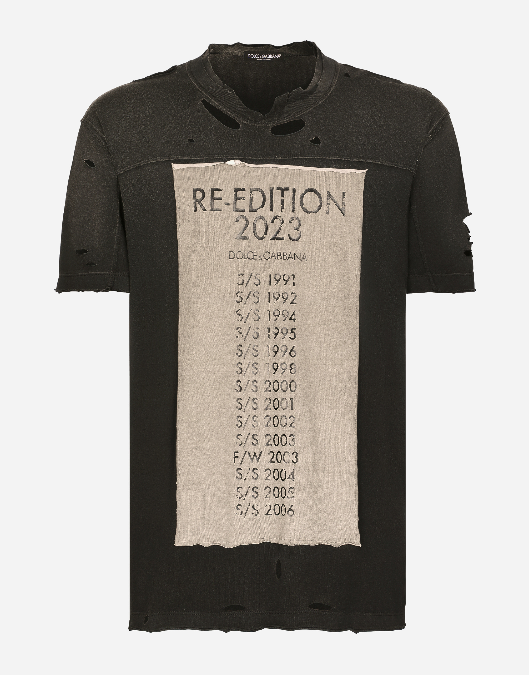 DOLCE & GABBANA COTTON ROUND-NECK T-SHIRT WITH RE-EDITION PATCH