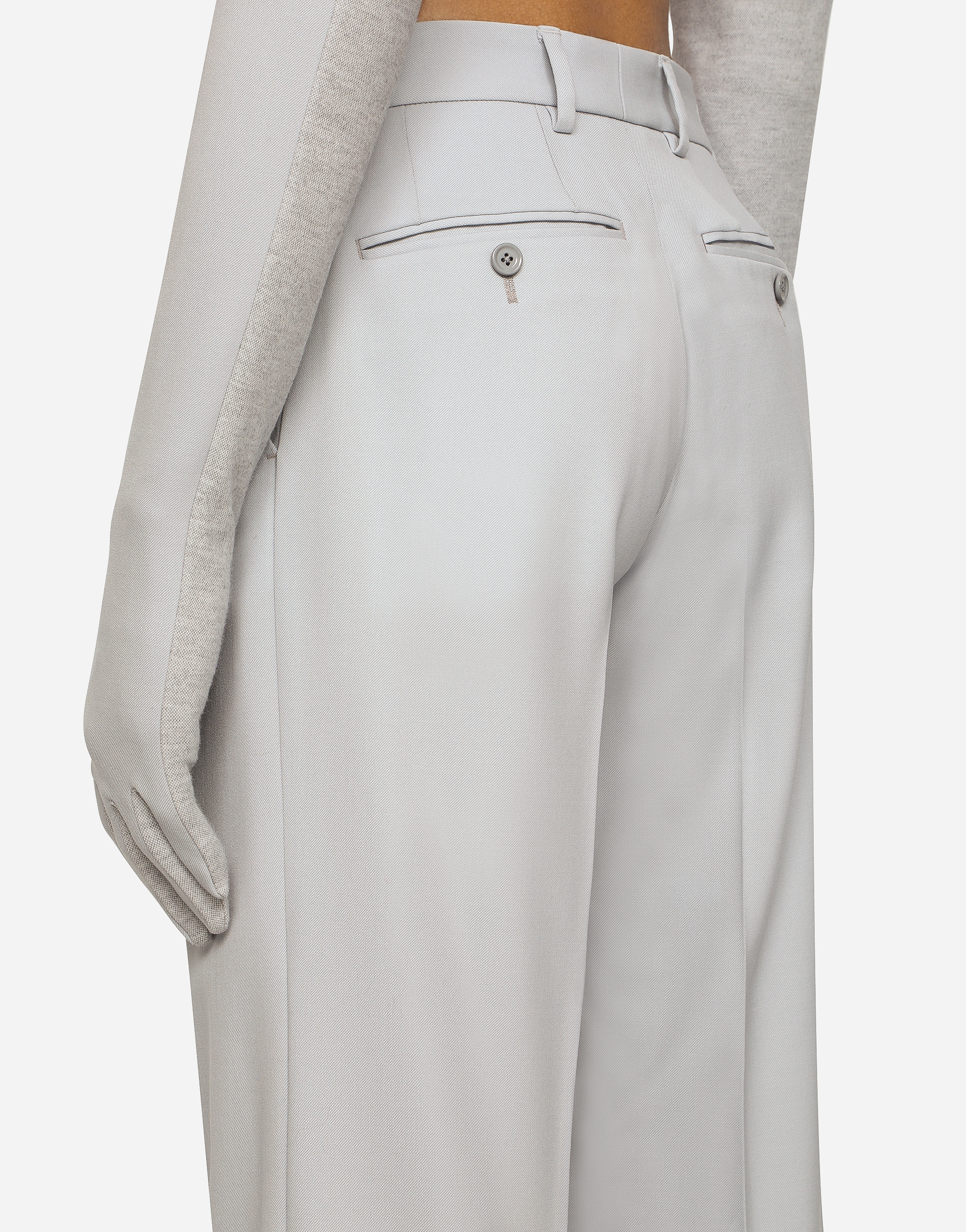 Stretch wool twill pants with straight leg