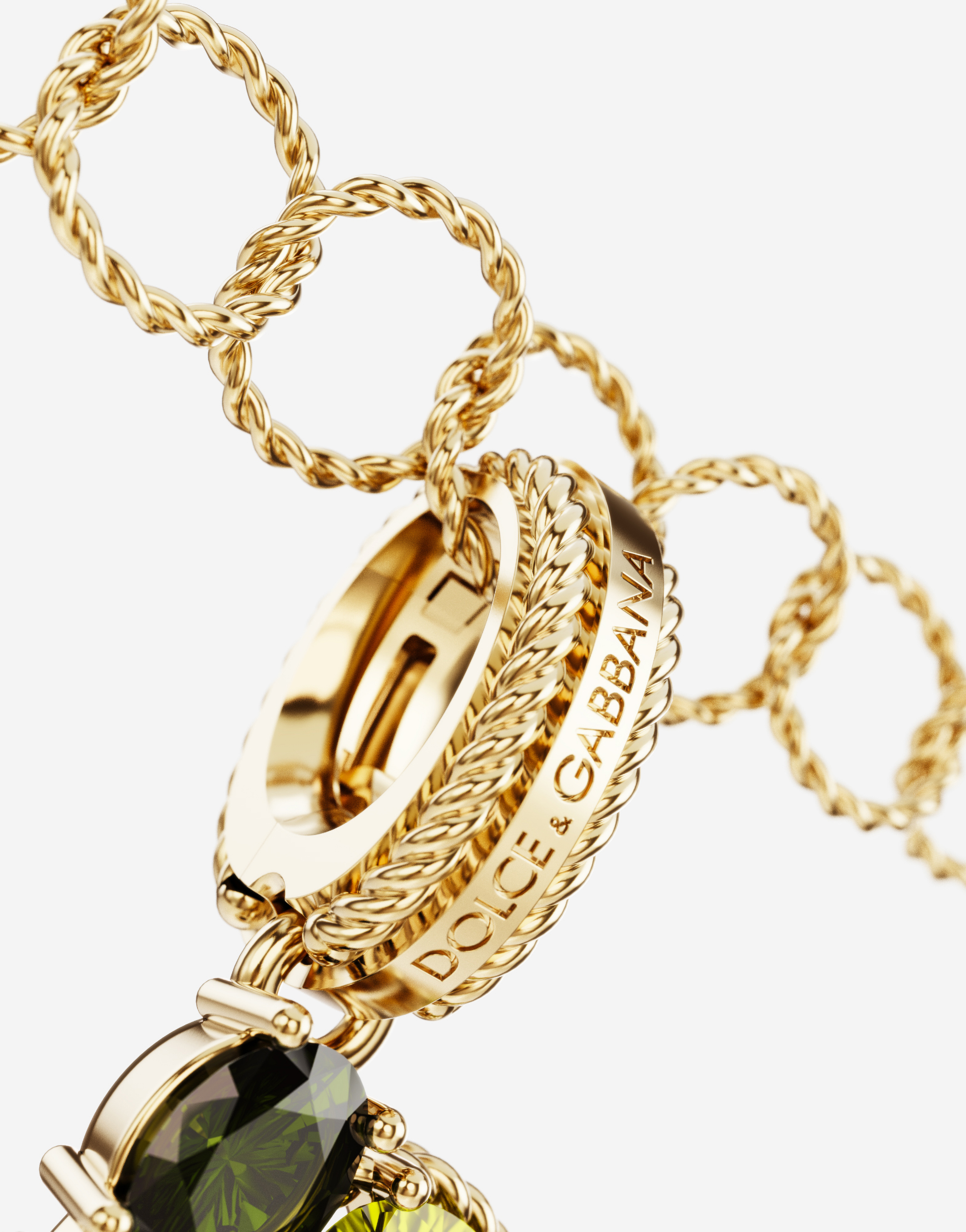 Dolce & Gabbana Rainbow Alphabet D 18 Kt Yellow Gold Charm With Multicolor Fine Gems Gold Female Onesize In Gold