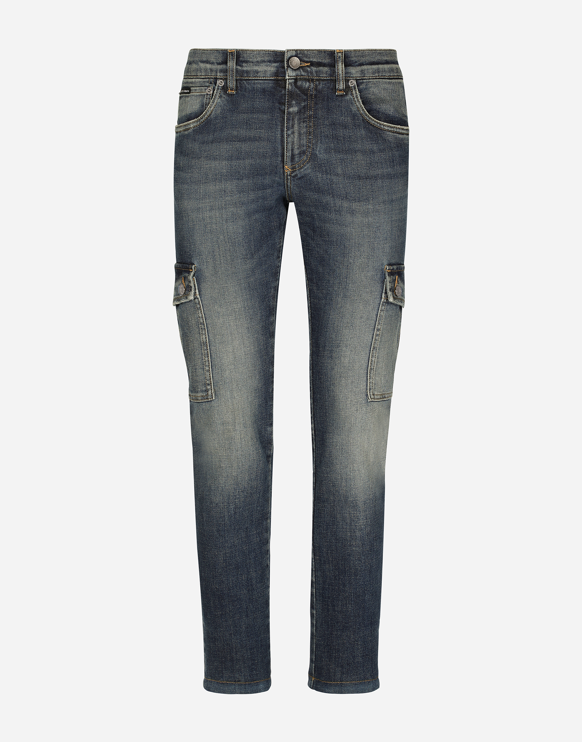 Dolce & Gabbana Blue Wash Skinny Stretch Cargo Jeans In Combined Colour